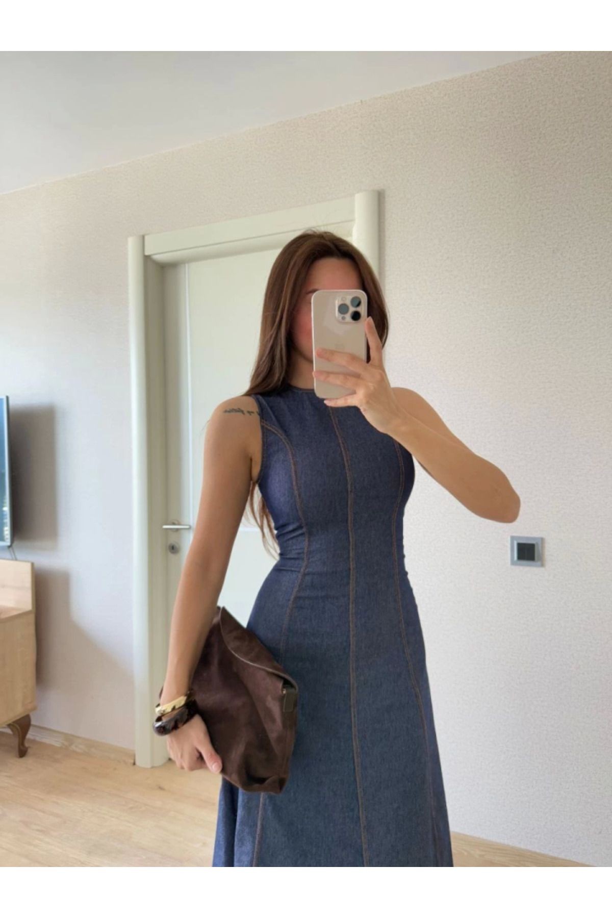 Jeans Kot Uzun Elbise - Lacivert