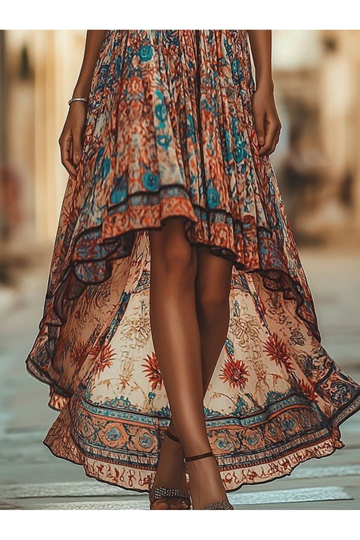 EQURİ Kadın Askılı Derin Göğüs Detaylı Asimetrik Detaylı Süprem Elbise