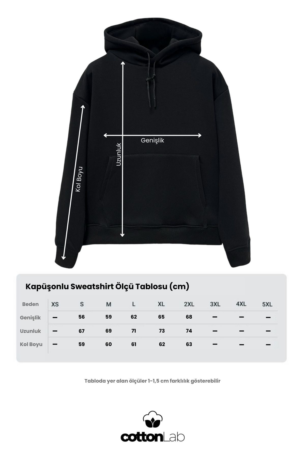 Unisex Oversize Geniş Kesim Pamuklu Yumuşak Dokulu Içi Polarlı Basic Kapüşonlu Sweatshirt