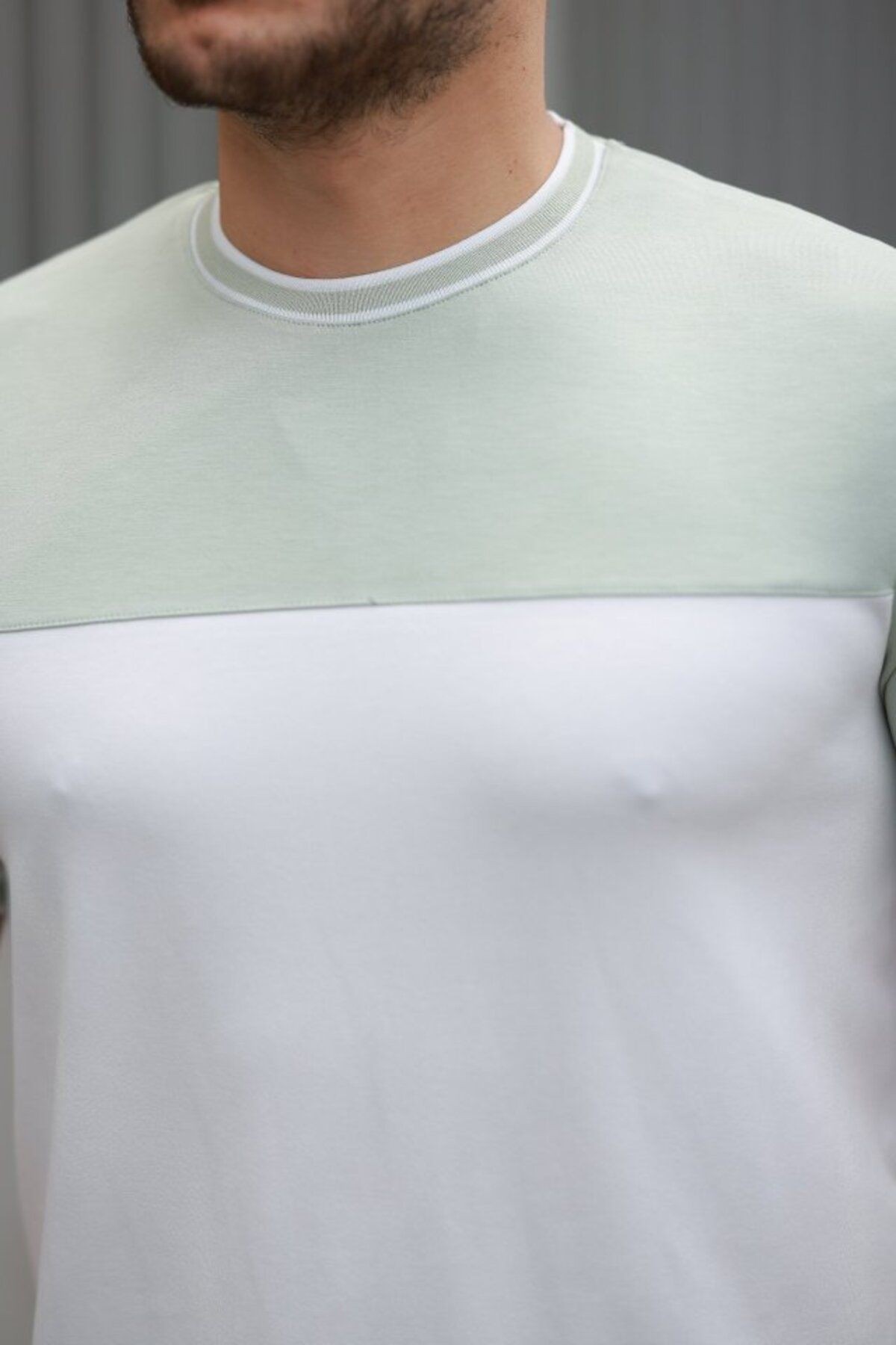 Mottisfashion Erkek Parçalı Renk Kısa Kollu Tişört