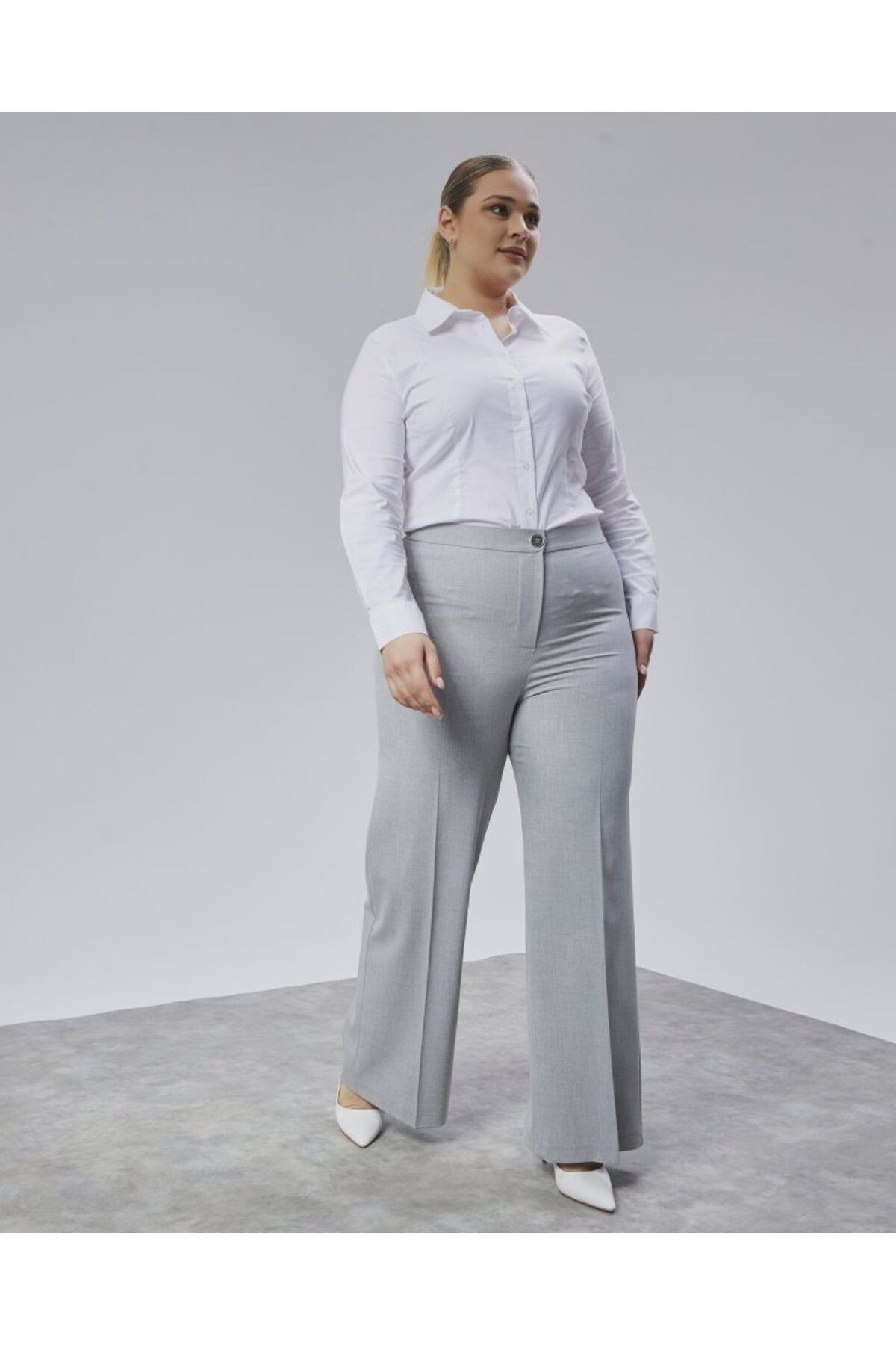 Poly Viscose Full Lycra Beli Lastikli Battal Pantolon