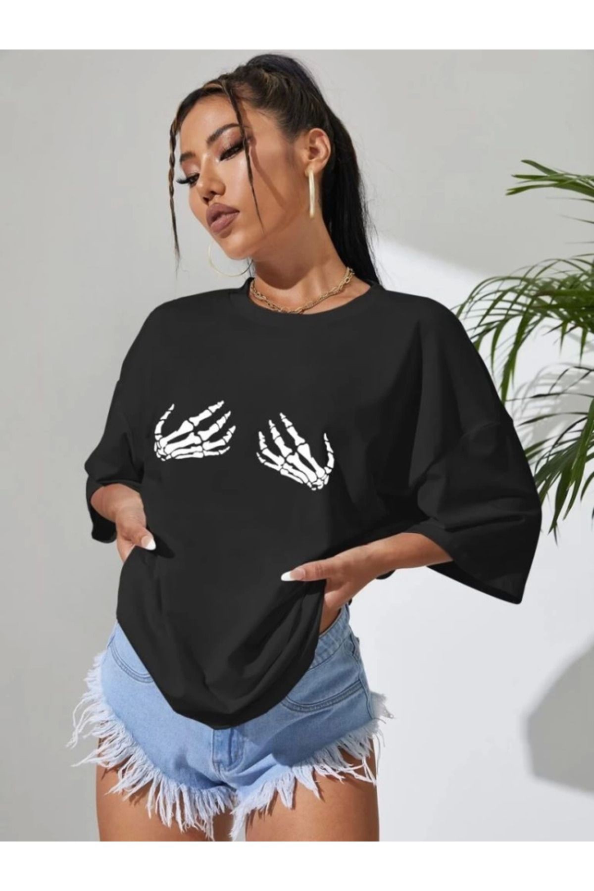 Baskılı T-shirt - Siyah