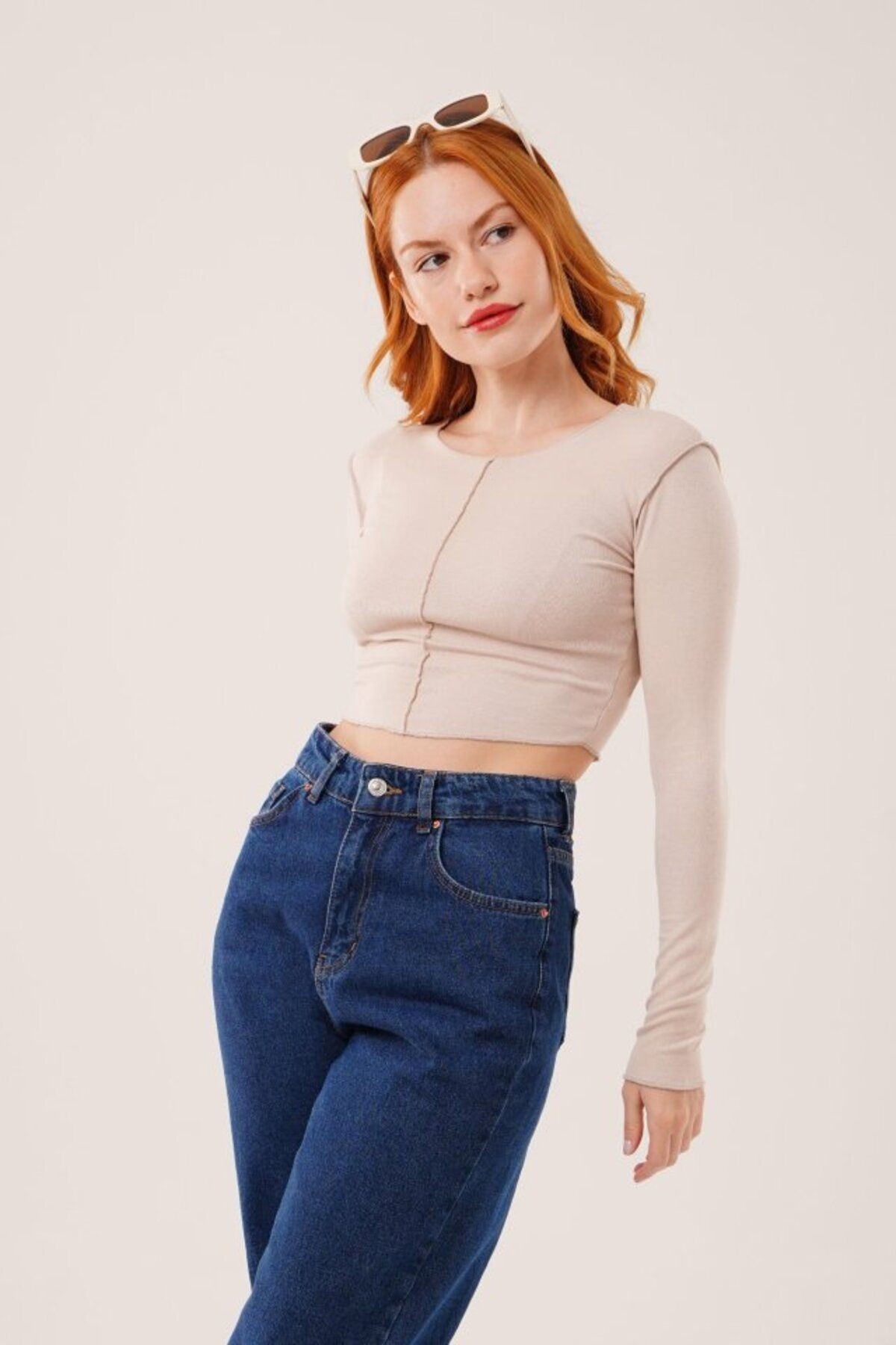 Ters Dikişli Basic Bebe Mavisi Body Bluz