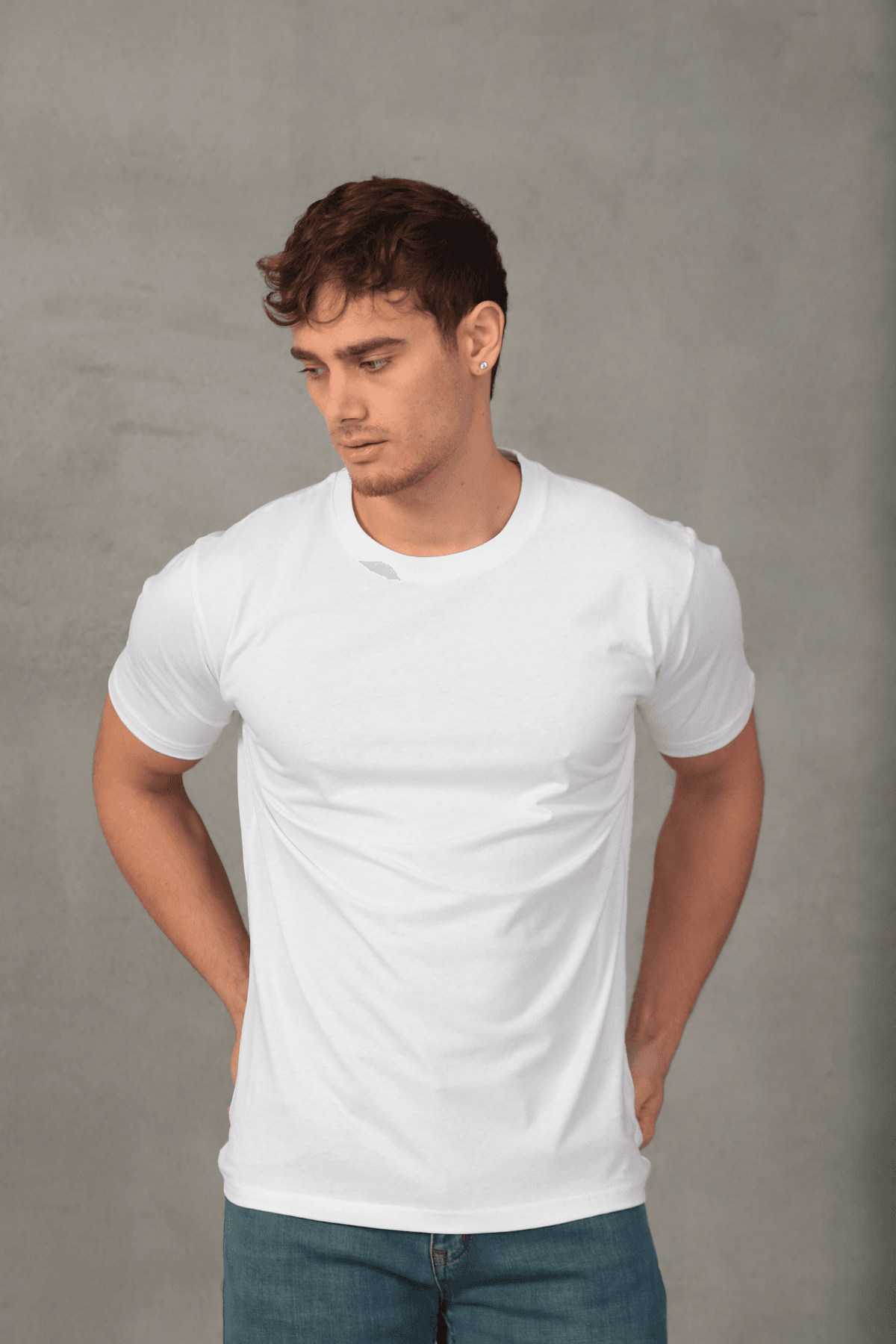 Erkek Slim Fit Bisiklet Yaka %100 Pamuk Dar Kesim Basic Tişört