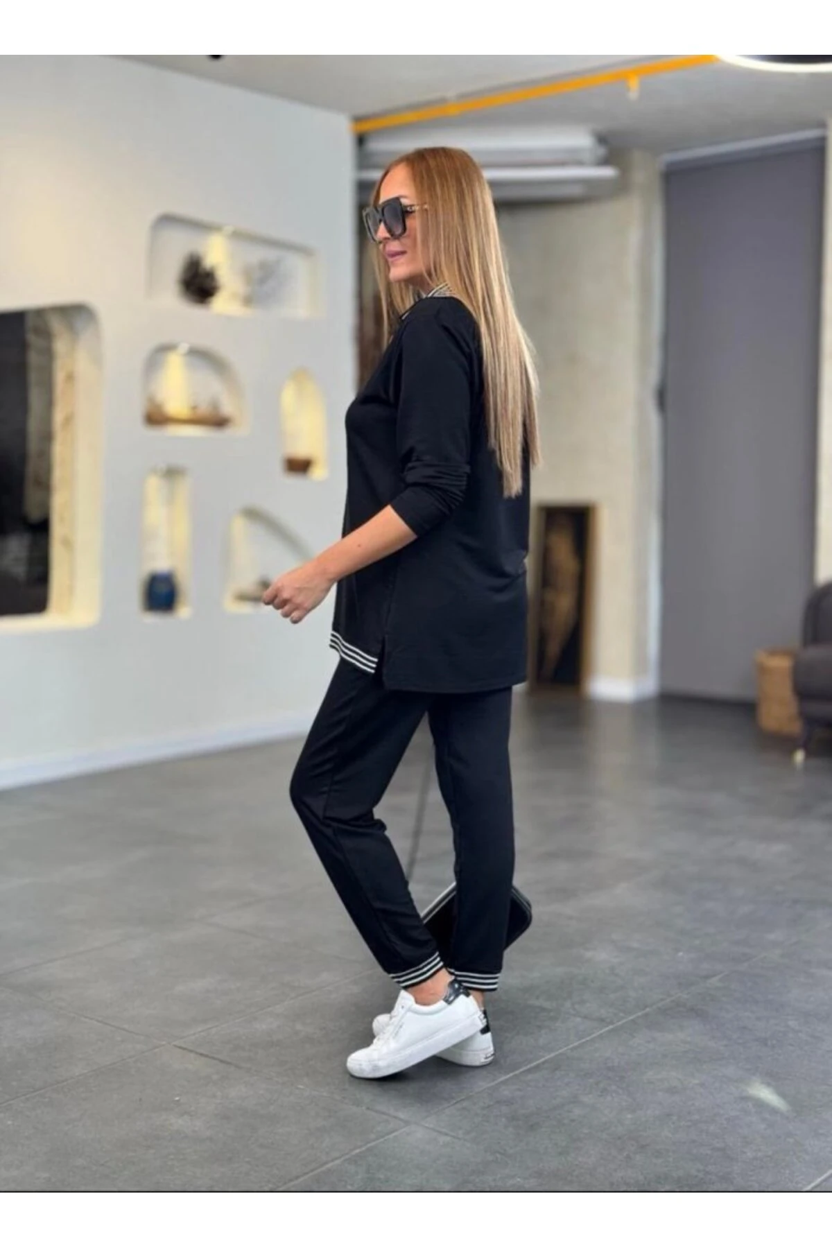 eyesof Kadın Uzun Kollu Ribana Ve Fermuar Detay Bluz Ve Yüksel Bel Pantolon 2li Takım