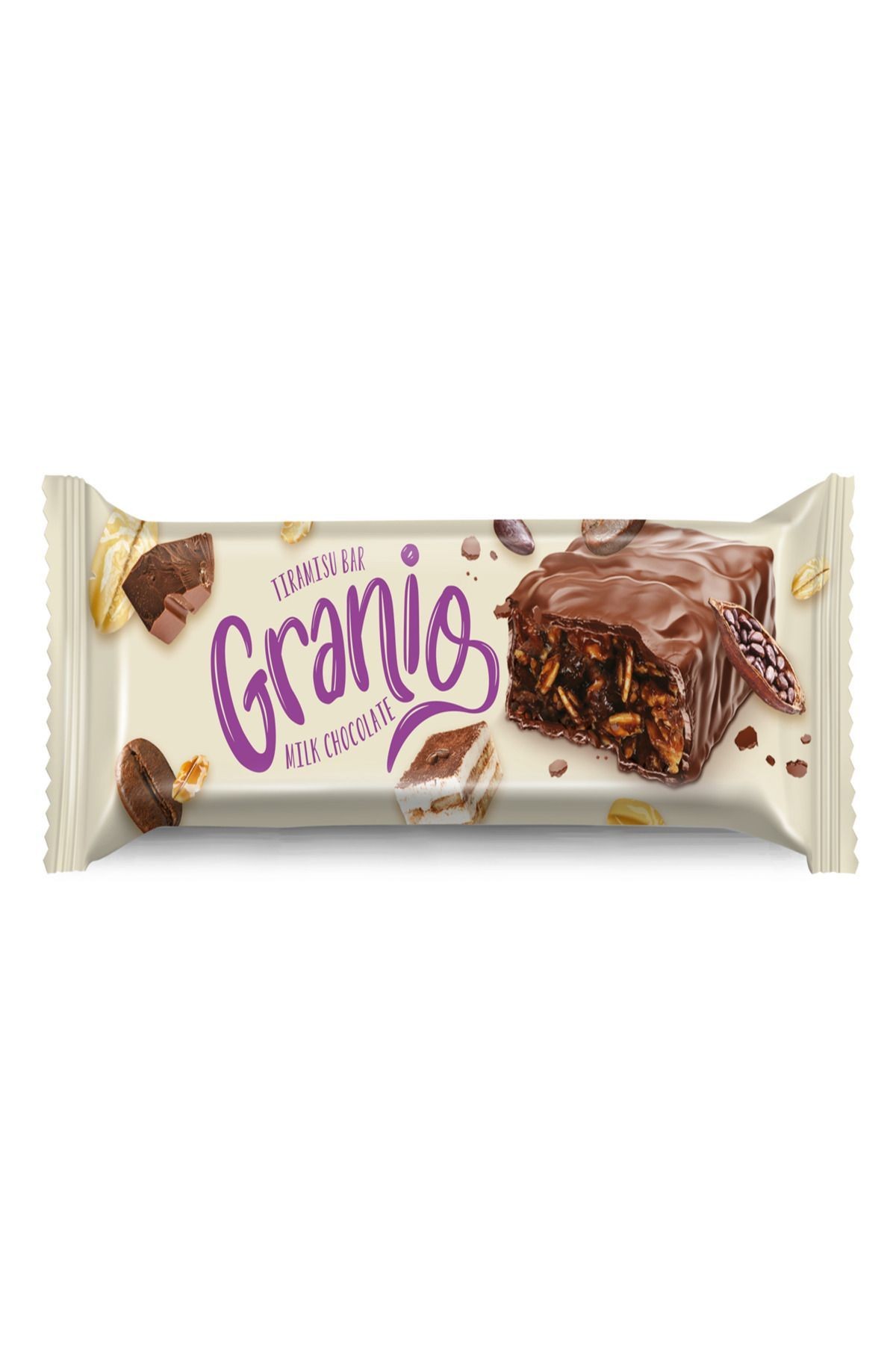 Sütlü Çikolata Kaplamalı Tiramisu Aromalı Karamelize Bisküvili Tahıl Bar 40 gr X 24 Adet
