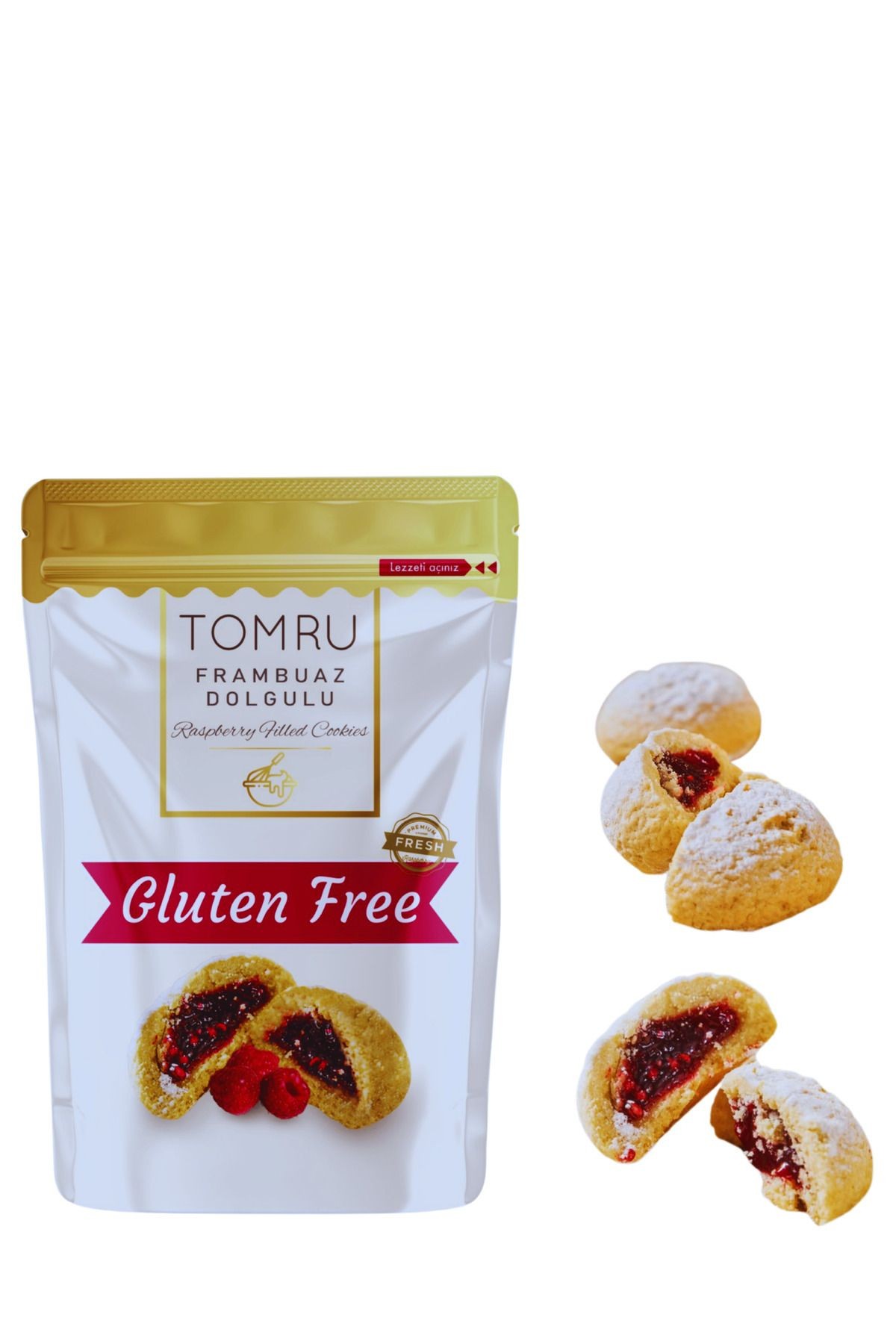 Glutensiz Frambuaz Dolgulu Atıştırmalık Kurabiye 120gr