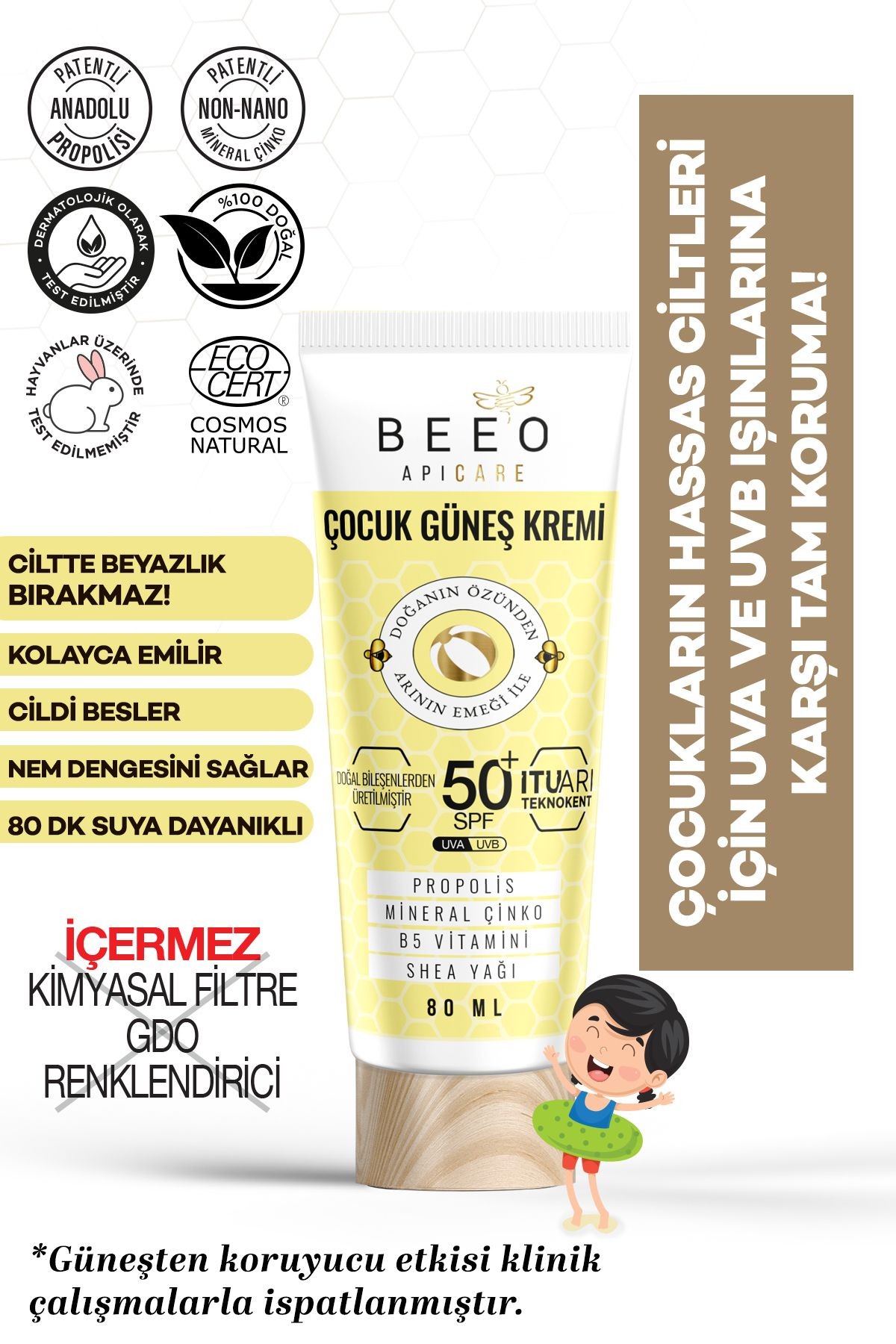 Propolisli Çocuk Güneş Kremi 50 Spf 80 ml