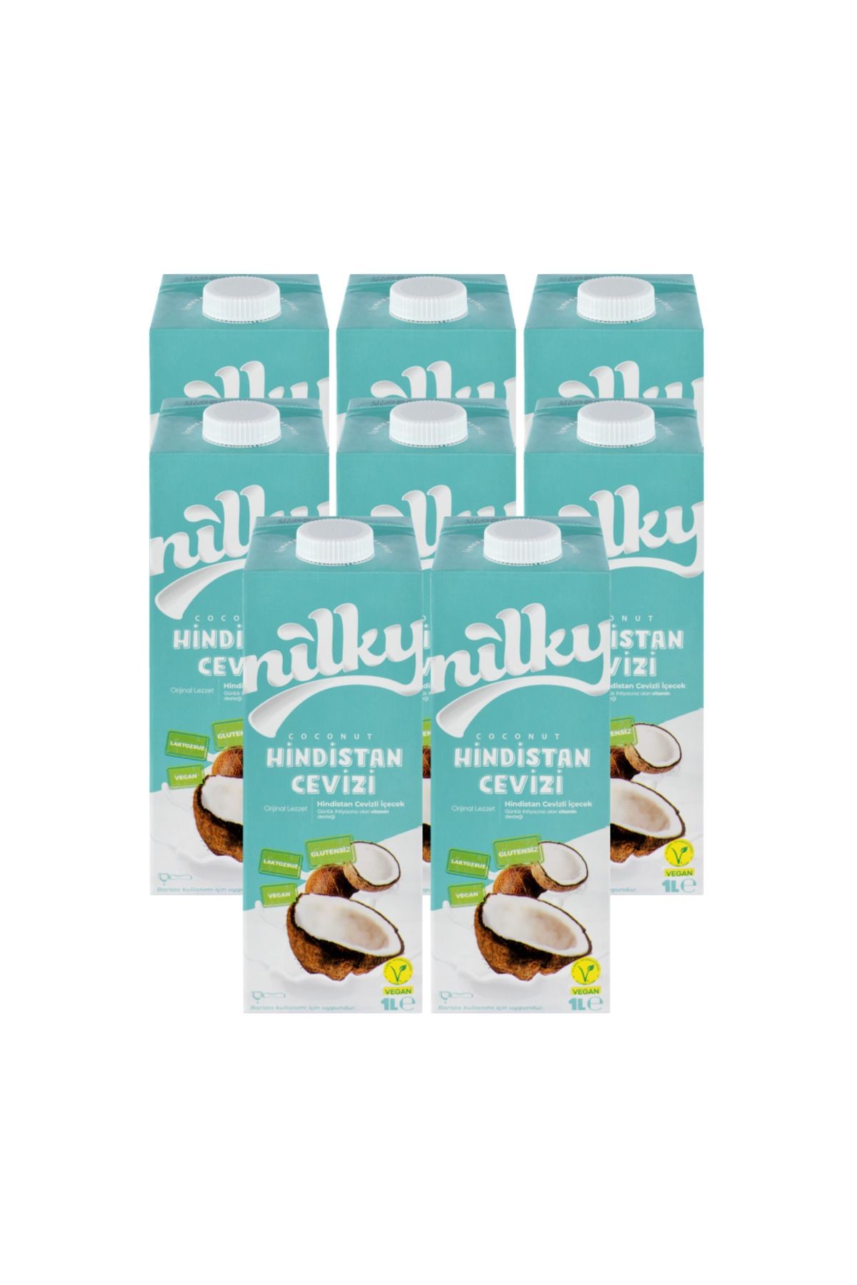 Hindistan Cevizi Sütü Glütensiz Bitkisel Bazlı Laktosuz Vegan 8x1 Lt