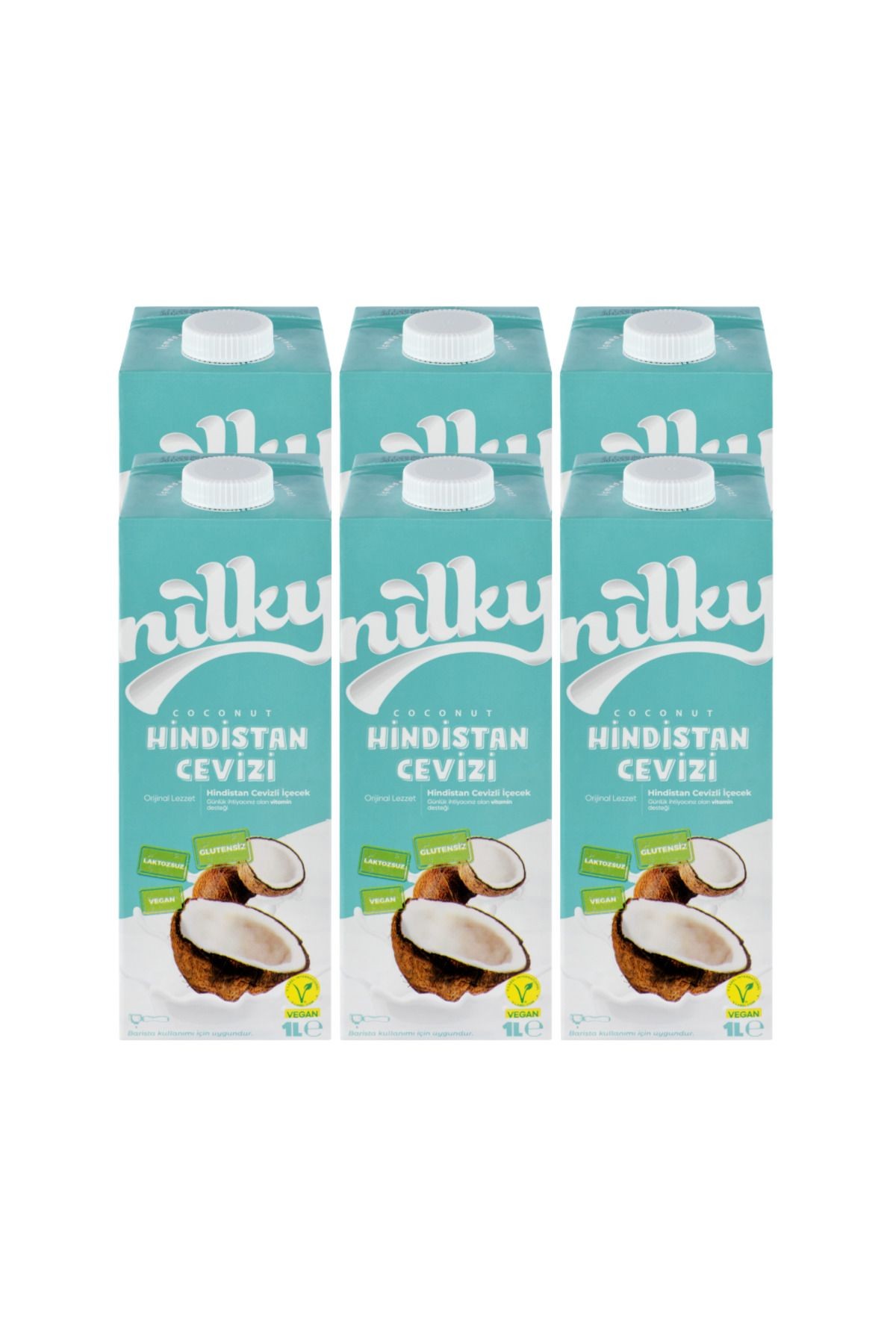 Hindistan Cevizi Sütü Glütensiz Bitkisel Bazlı Laktosuz Vegan 6x1 Lt