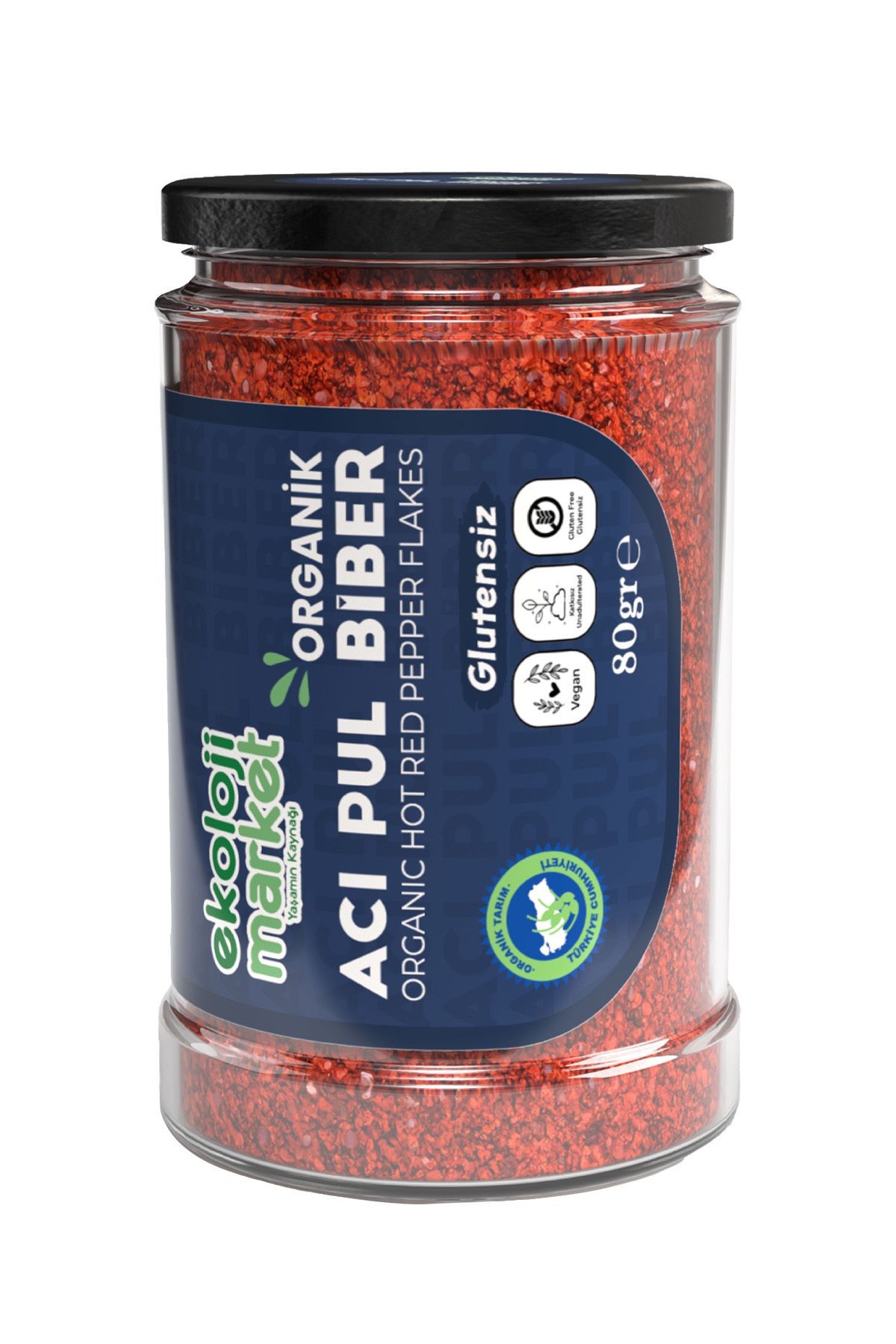 Organik Glutensiz Kavanoz Pul Biber- Acı 80 gr