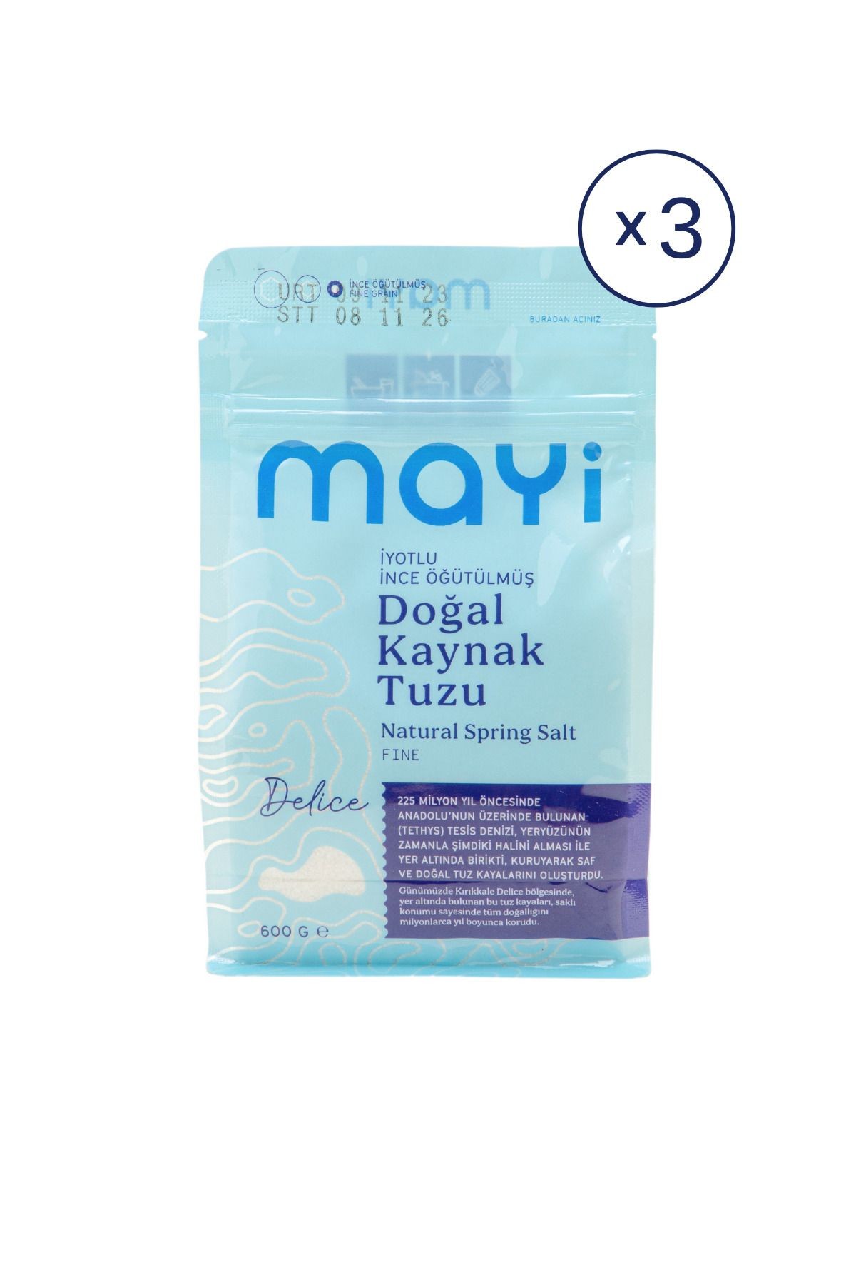 3'lü 600 Gr Ince Öğütülmüş Tuz Paketi