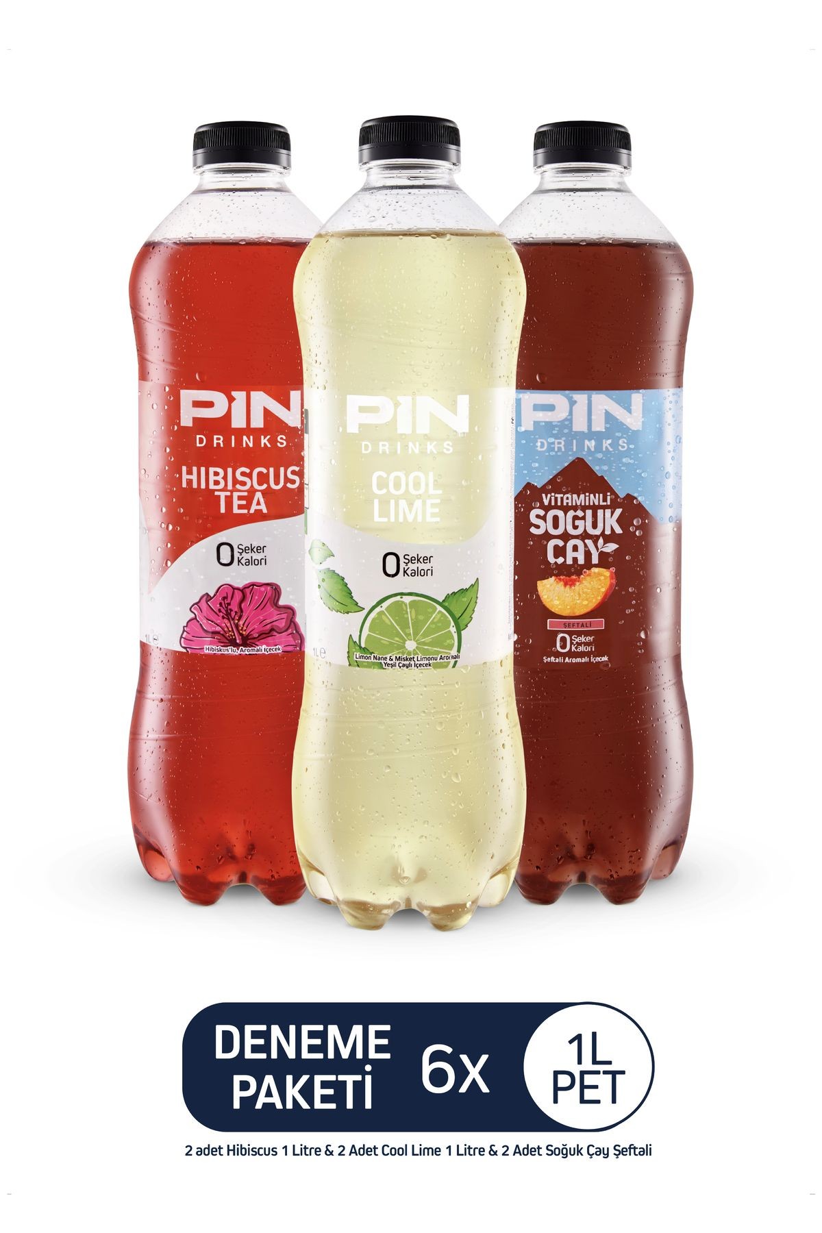 Hibiskus Çayı & Cool Lime & Şeftali Soğuk Çay Deneme Paketi - Şekersiz & Kalorisiz 6x1litre Ice Tea