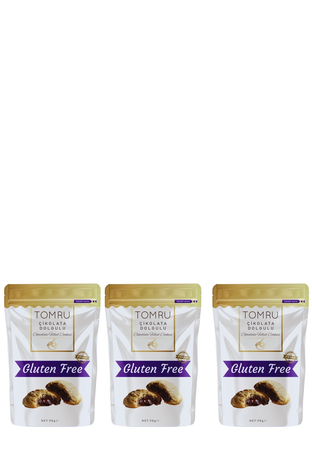 Glutensiz Çikolata dolgulu atıştırmalık kurabiye Avantaj seti 3X90gr