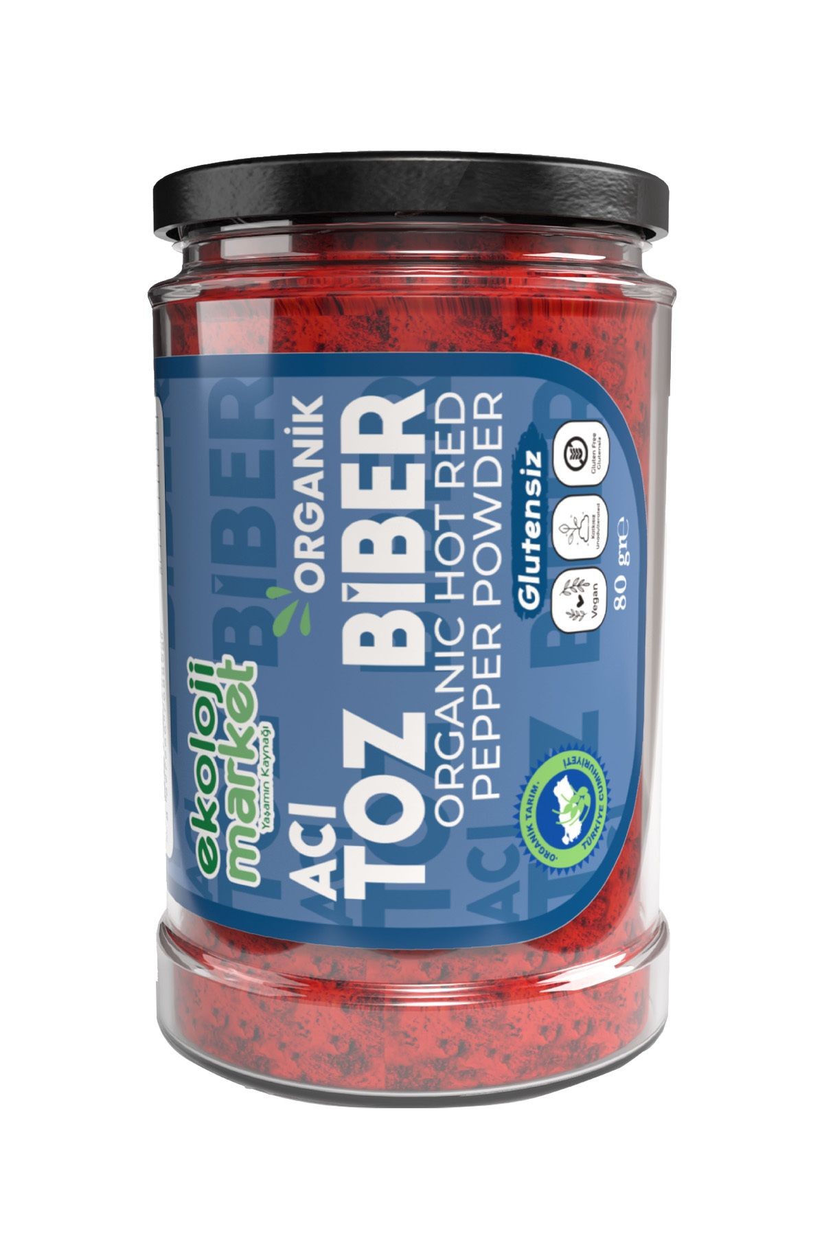 Organik Glutensiz Kavanoz Toz Biber- Acı 80 gr