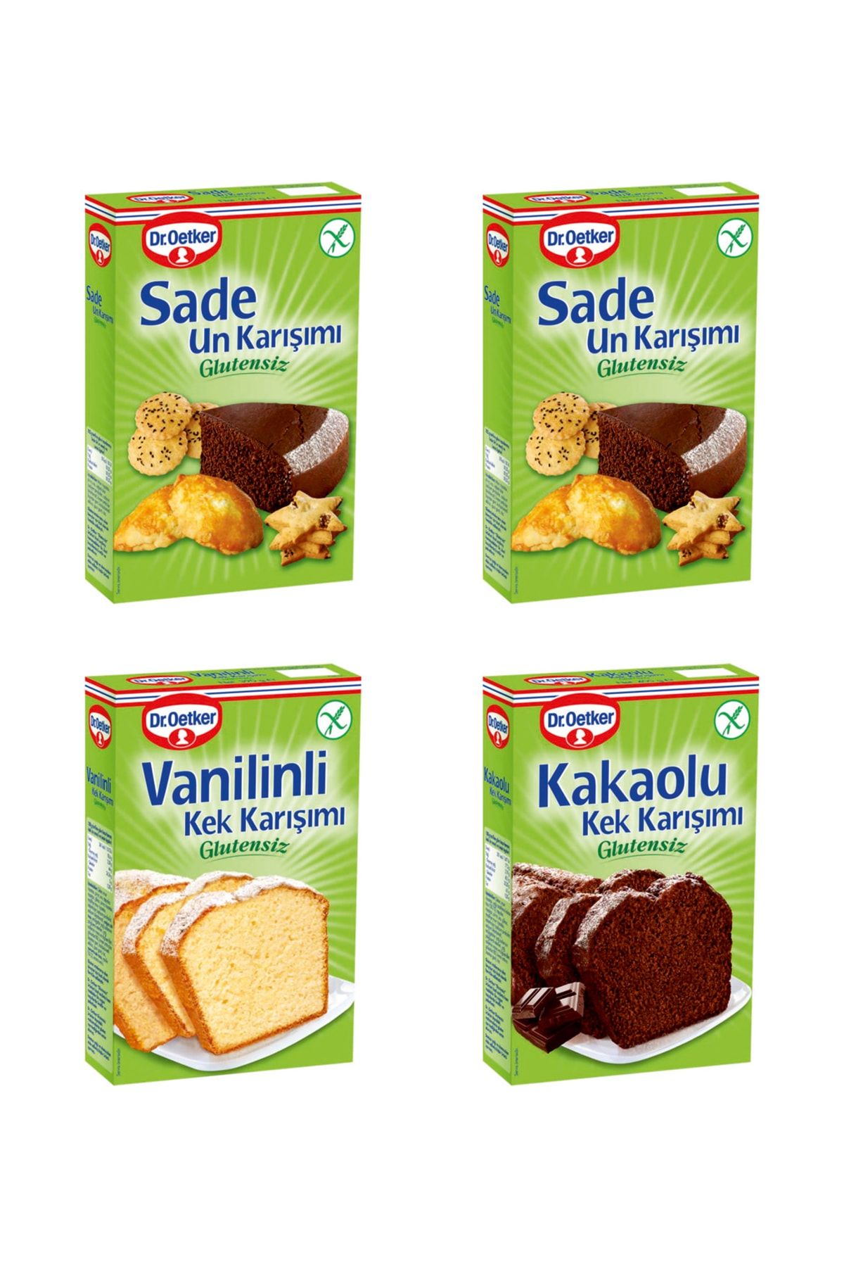 Glutensiz Kakaolu Kek - Vanilinli Kek - Sade Un Karışımı 4'lü Set