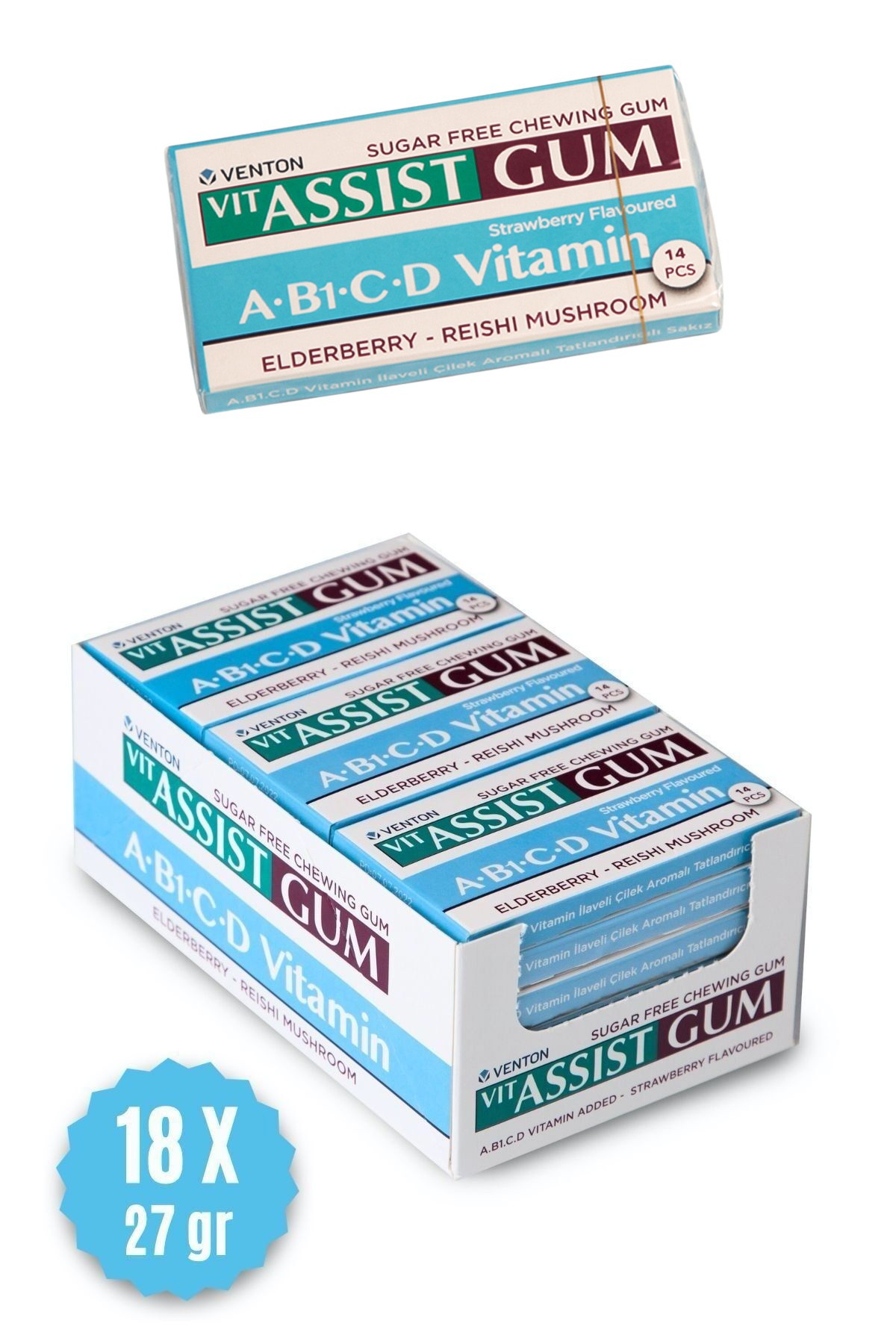 Vit assist Gum A B1 C ve D Vitamini Ilaveli Tatlandırıcılı Sakız