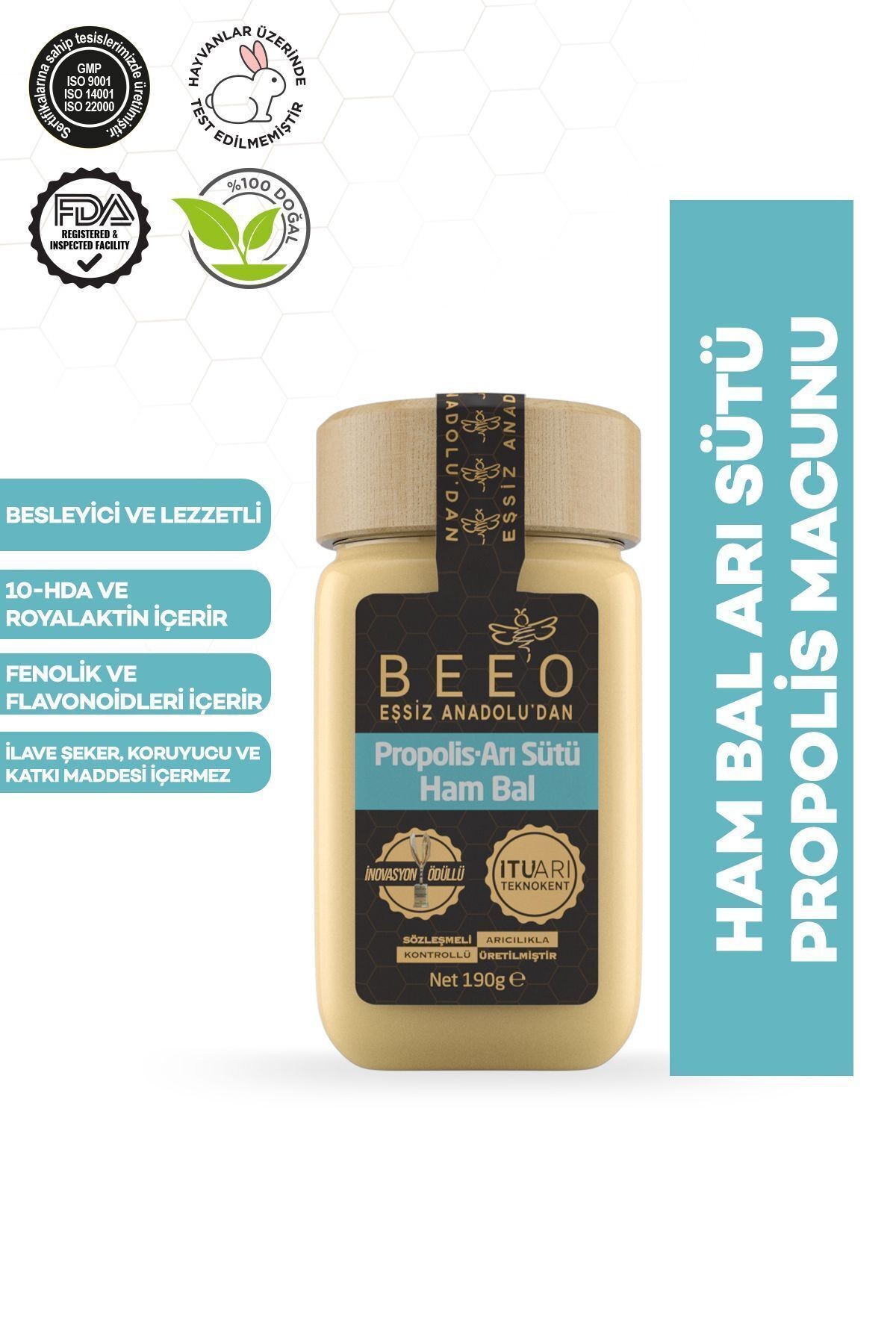 Arı Sütlü, Ham Ballı, Propolis Macunu 190 Gr (Yetişkin)