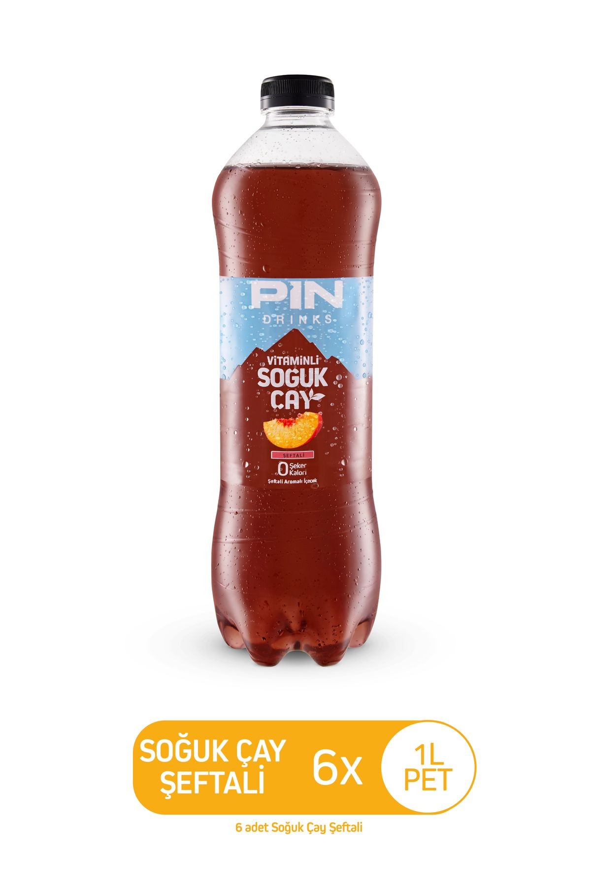 Şeftali Aromalı Soğuk Çay - Şekersiz & Kalorisiz 1 Litre X 6 Adet Ice Tea