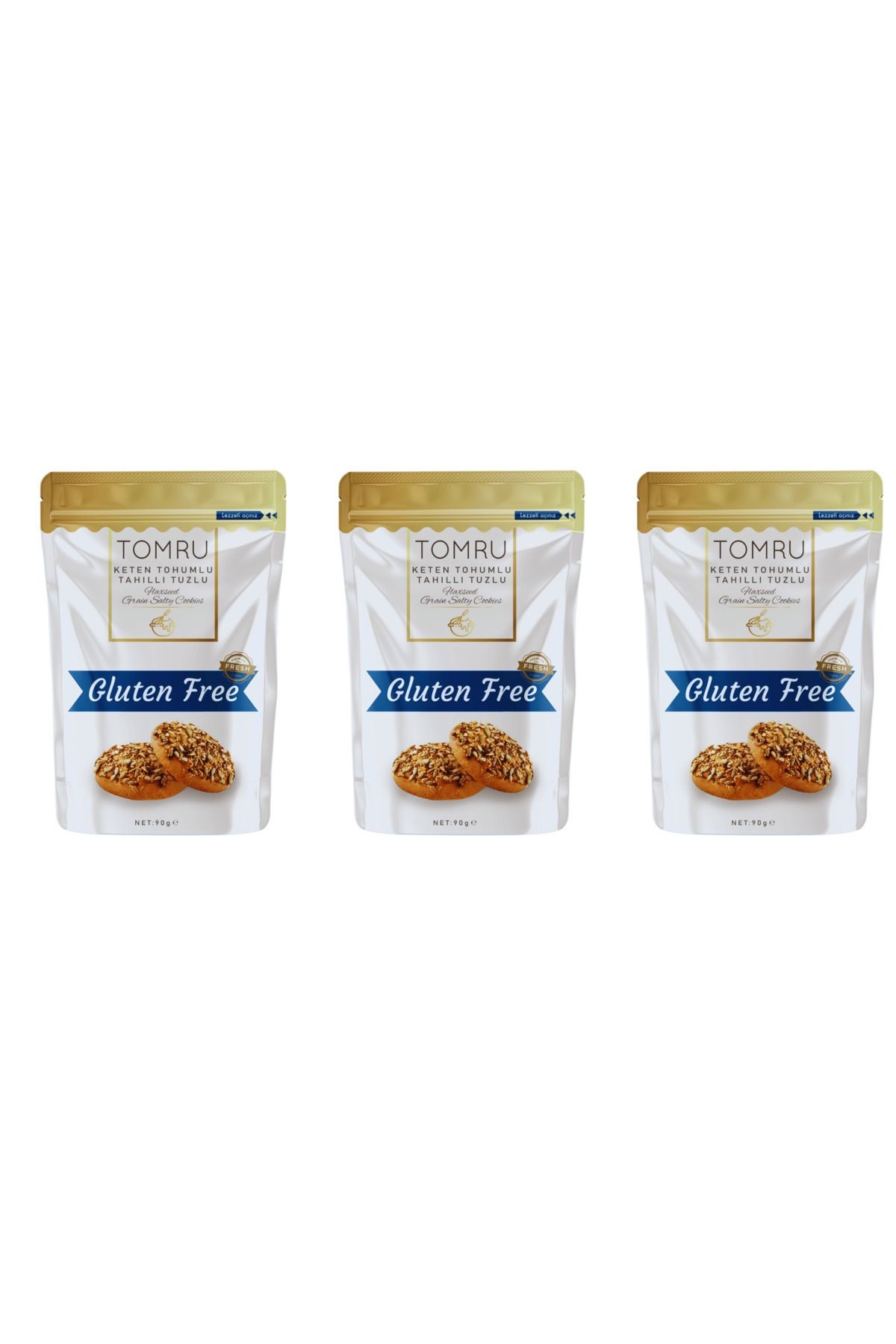 Glutensiz tuzlu-tahıllı atıştırmalık kurabiye avantaj seti 3x90gr