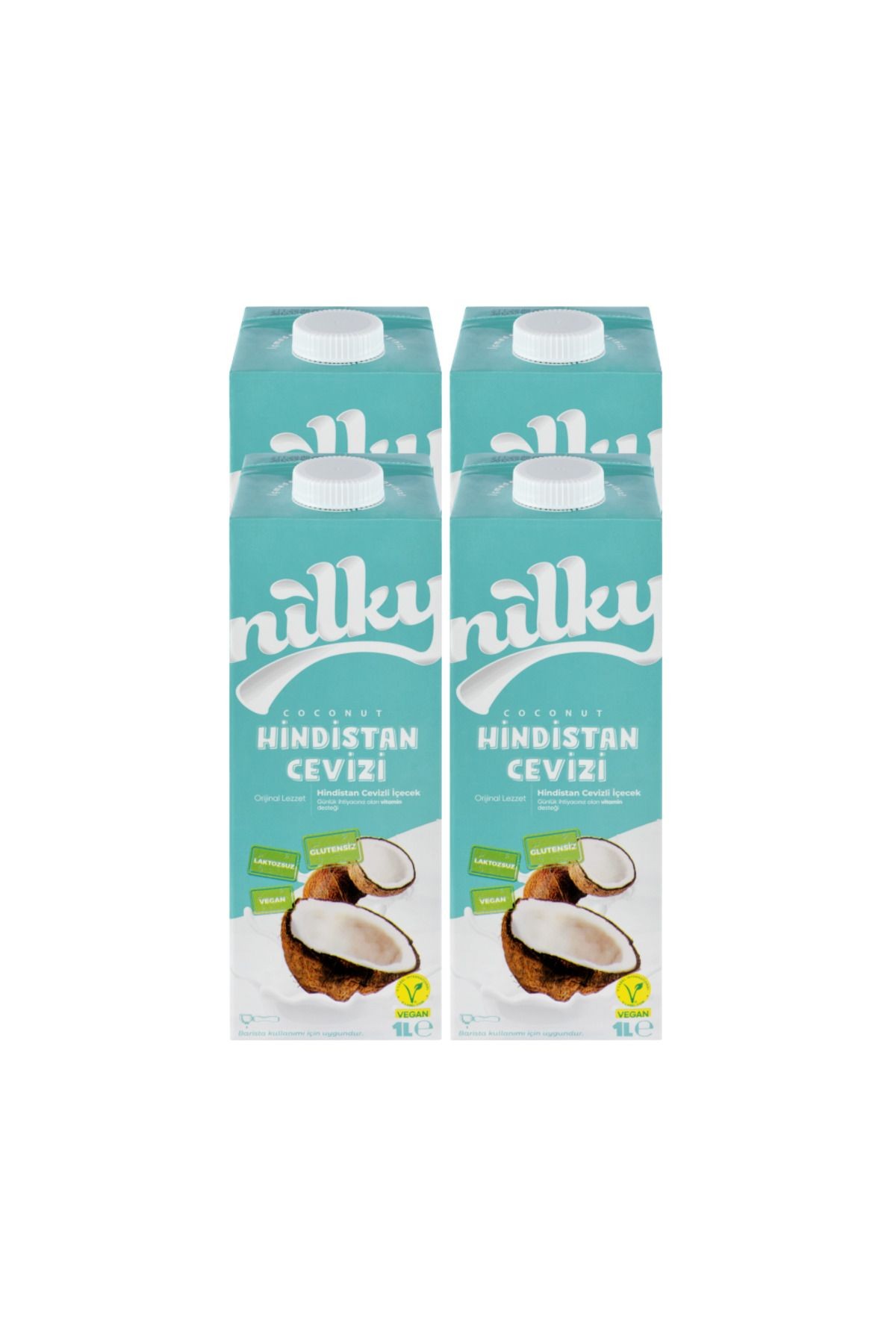 Hindistan Cevizi Sütü Glütensiz Bitkisel Bazlı Laktosuz Vegan 4x 1lt