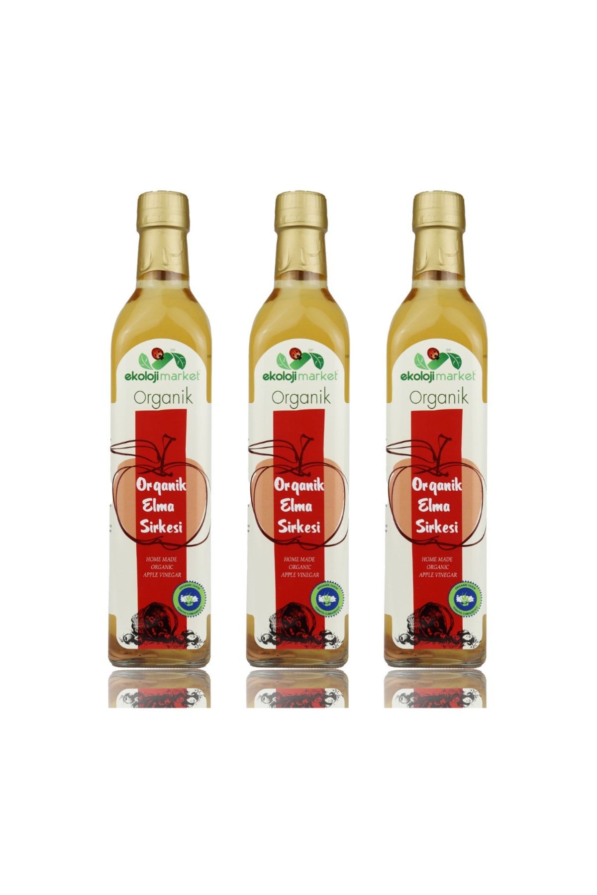 Organik Elma Sirkesi 500 Ml - 3'lü Paket