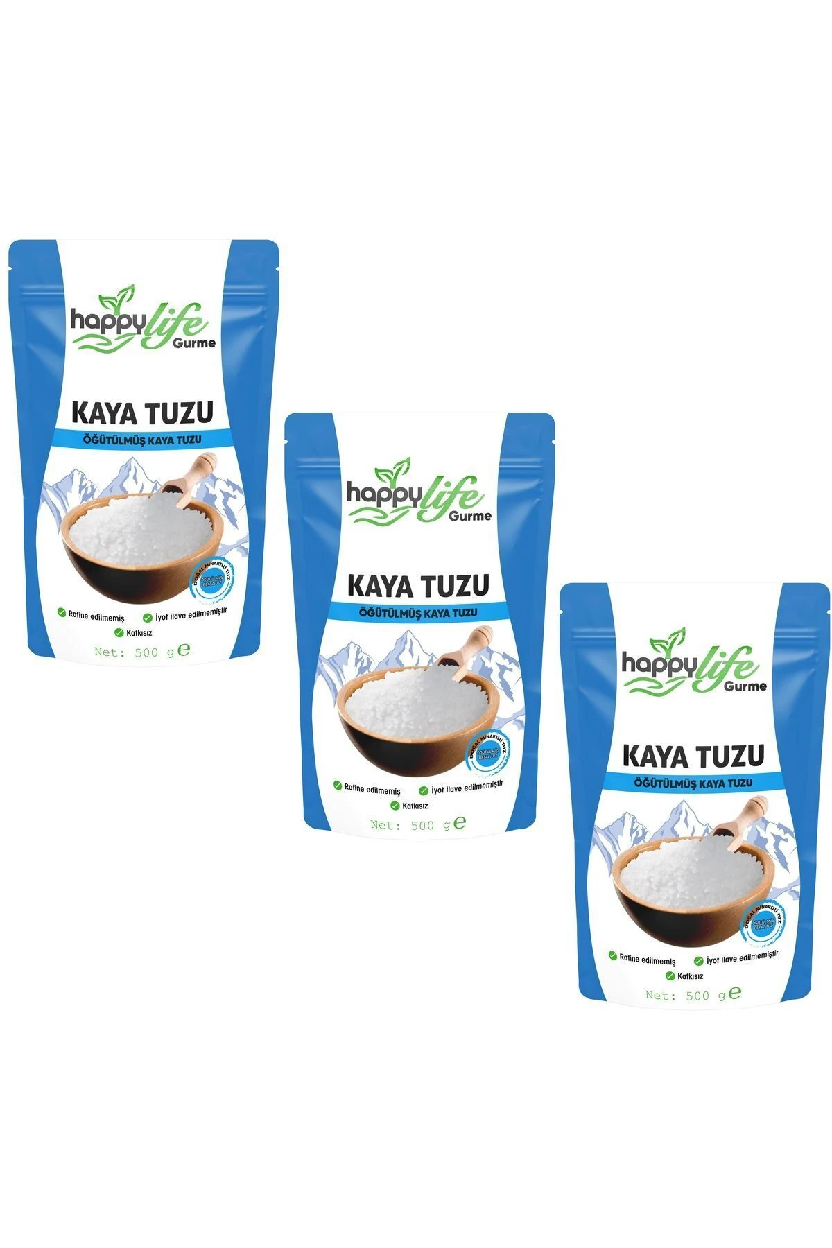 Gurme Öğütülmüş Kaya Tuzu Beyaz 500gr X 3 Adet