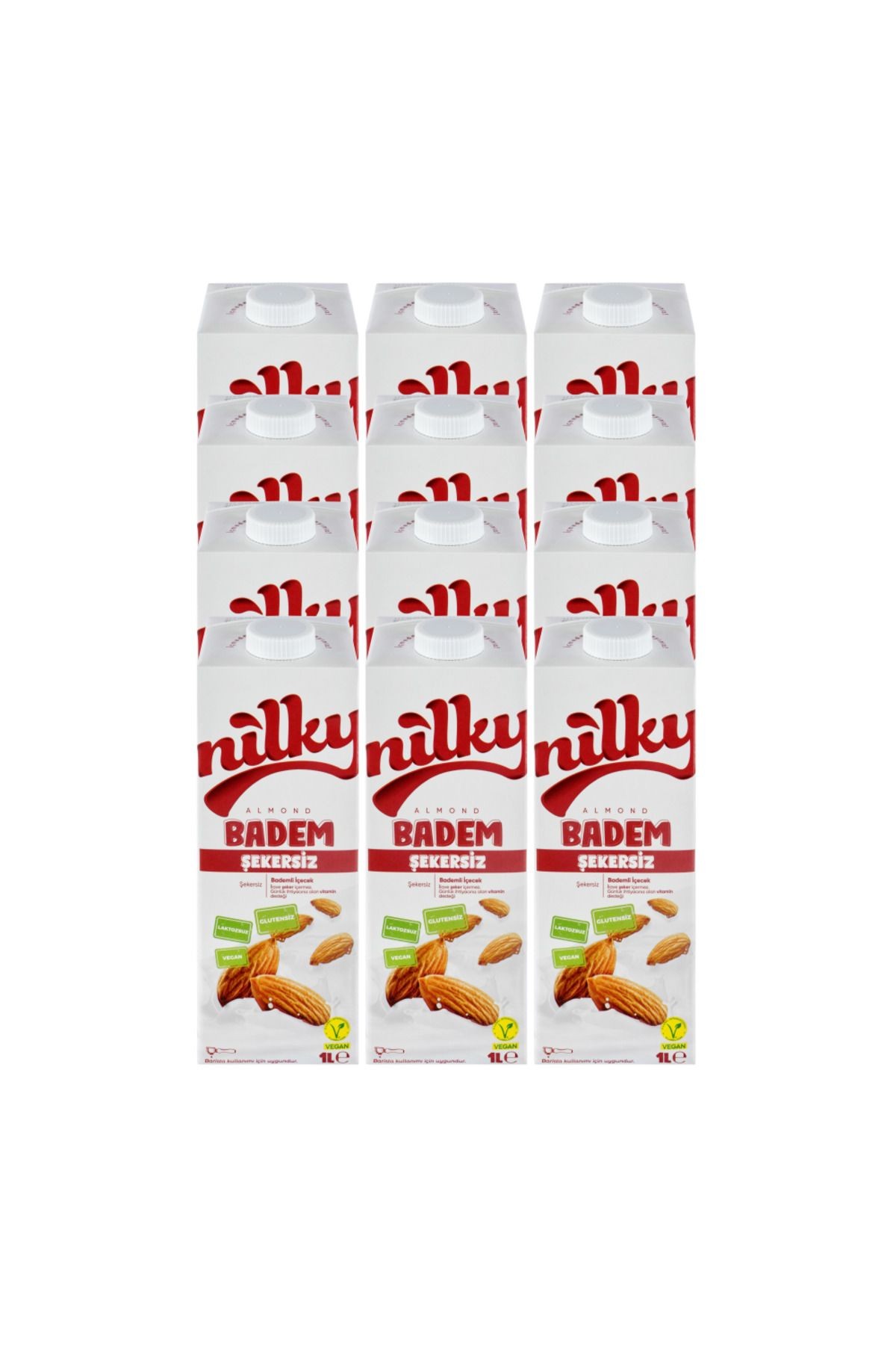 Nilky Badem Sütü Şekersiz Glütensiz Bitkisel Bazlı Laktosuz Vegan 12x1 Lt