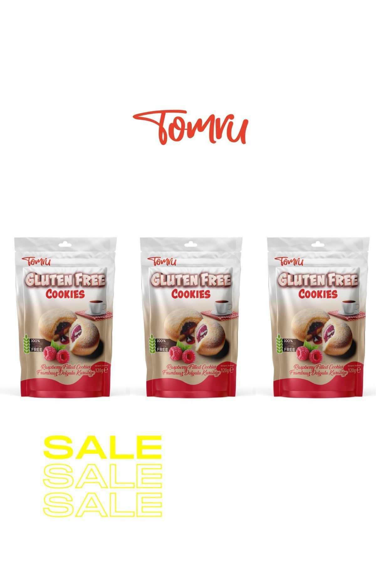 Glutensiz Frambuaz Dolgulu Atıştırmalık Kurabiye Avantaj Seti 3x120gr