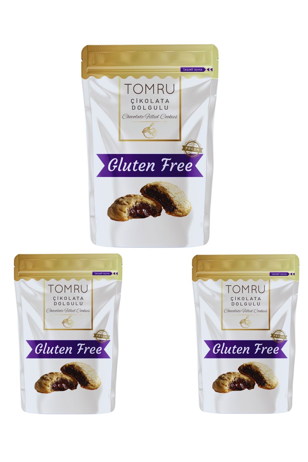 Glutensiz Çikolata Dolgulu Atıştırmalık Kurabiye Seti 3x120gr