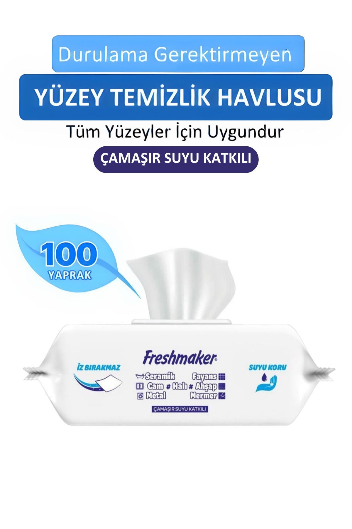 Çamaşır Suyu Katkılı Yüzey Temizlik Havlusu 100 Yaprak