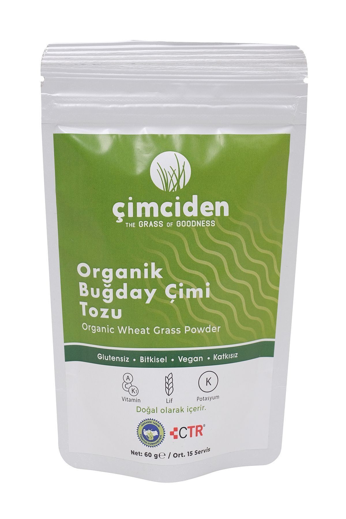 Organik Buğday Çimi Tozu 60 gr - 15 Servis / Organic Wheat Grass Powder