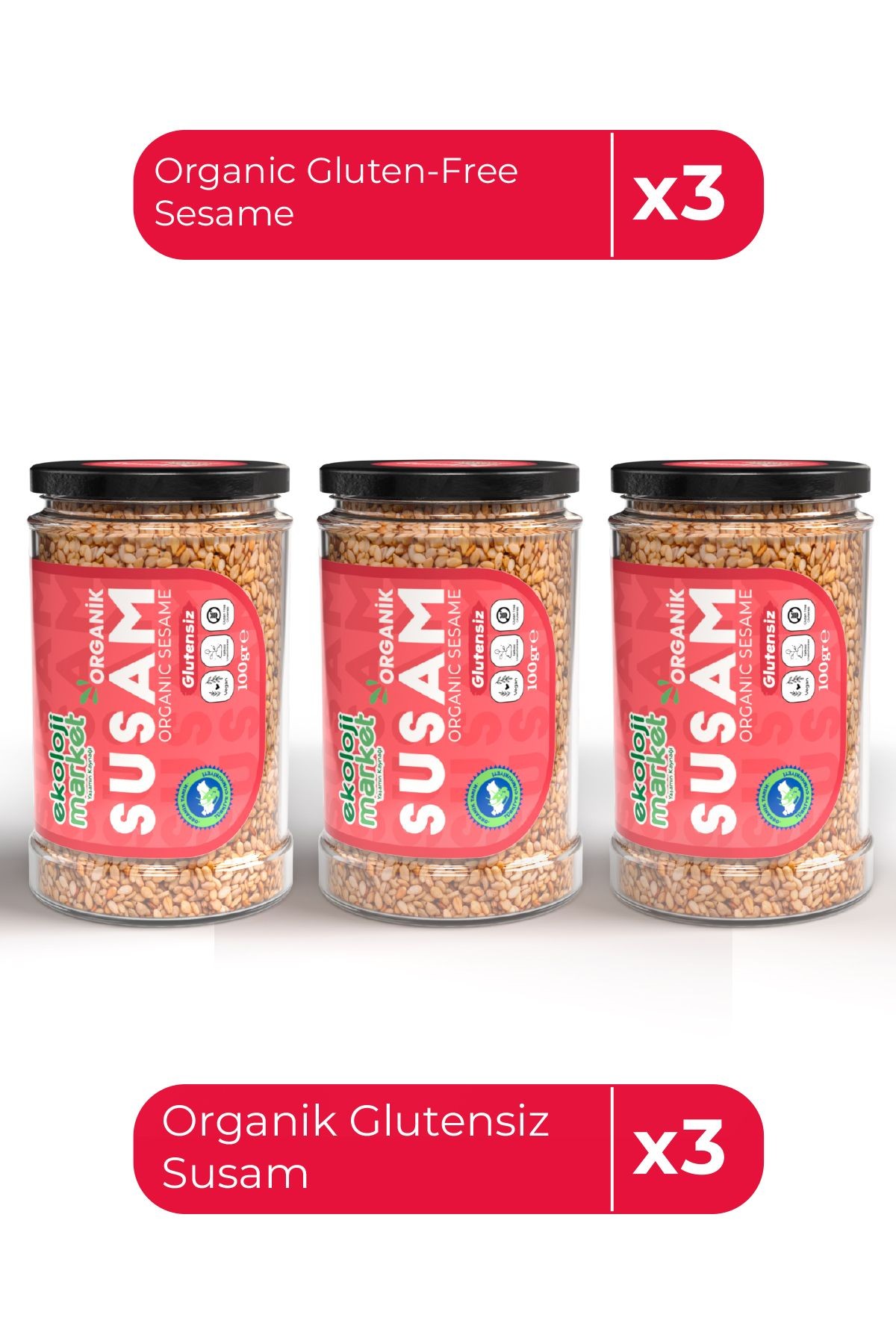 Organik Glutensiz Susam 100 Gr x3 / Organic Gluten-Free Sesame 100 Gr x3