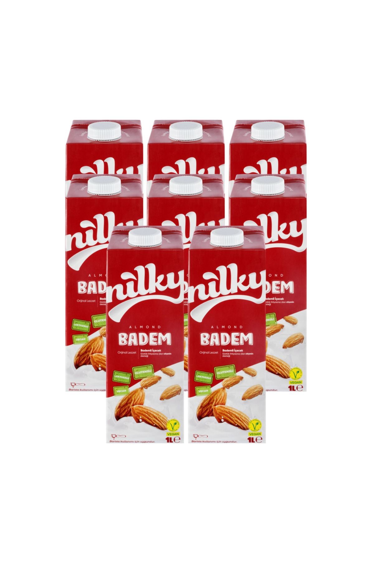 Badem Sütü Glütensiz Bitkisel Bazlı Laktosuz Vegan 8x1 Lt
