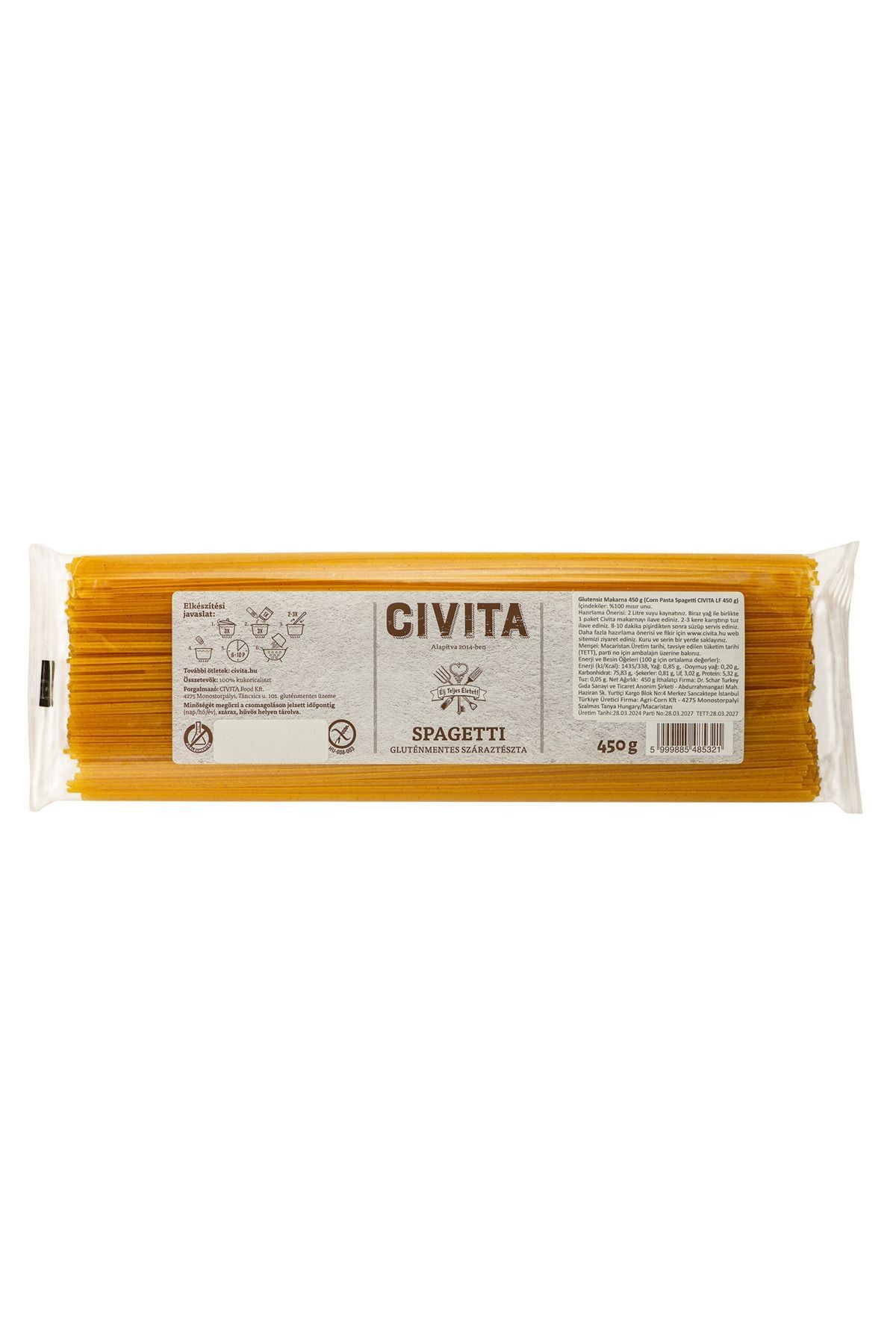 Spagetti Glutensiz Makarna 450 gr