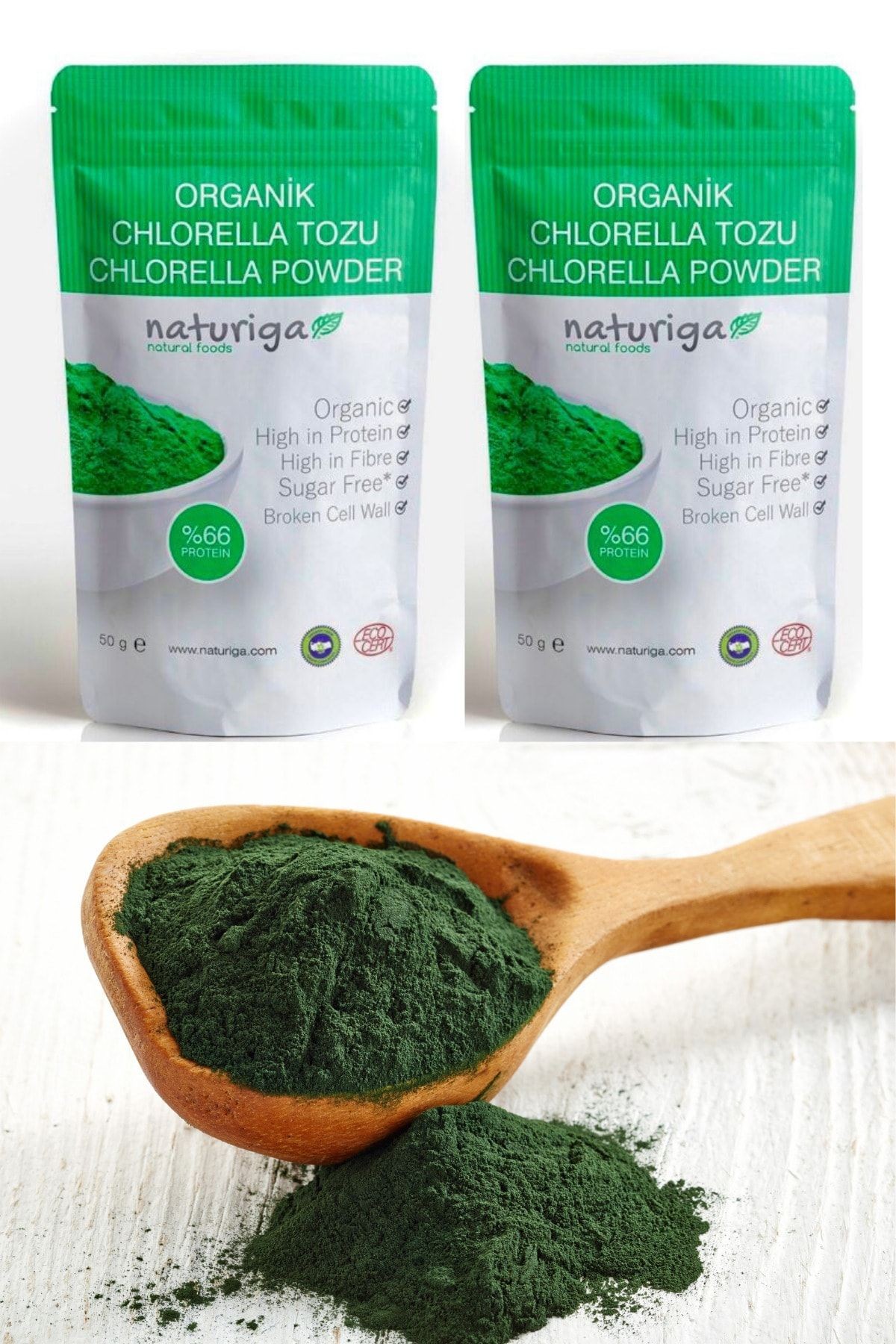 Organik Klorella Tozu Chlorella 2'li Fırsat Paketi