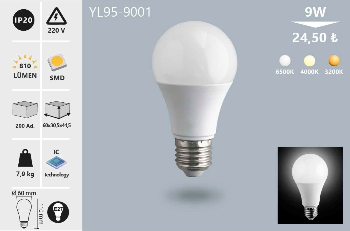 NOAS 9W LED AMPUL BEYAZ 6500K cover pic