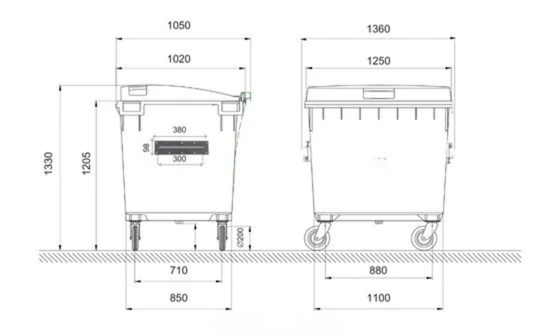 Çöp Konteyneri - Plastik / 1100 lt