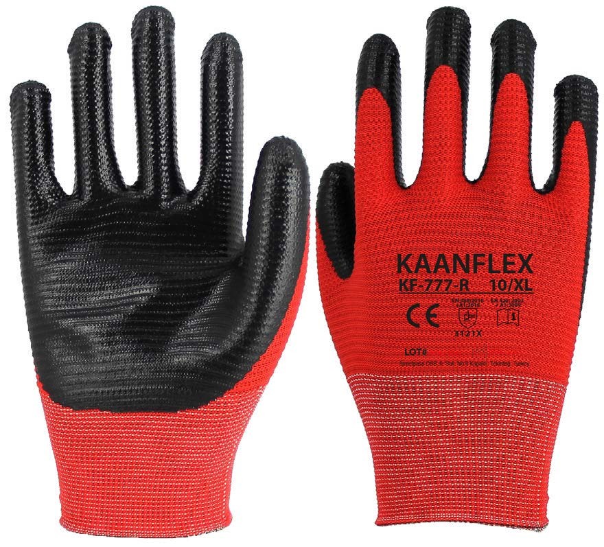 Kaan Flex KF-777-R Kırmızı Siyah Nitril İş Eldiveni [10XL]