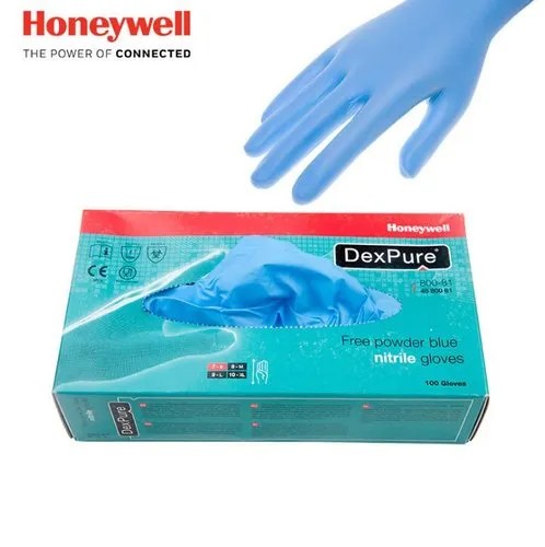 Honeywell 4580081 DexPure 800-81, Mavi Nitril, Pudrasız, EN ISO 374-5 (Mikroorganizmalara Karşı Koruma), Gıda Sertifikalı
