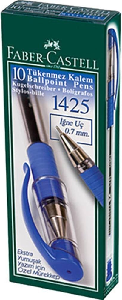 Faber Castell 1425 Tükenmez Kalem 0.7 mm İğne Uçlu Mavi 10 Adet