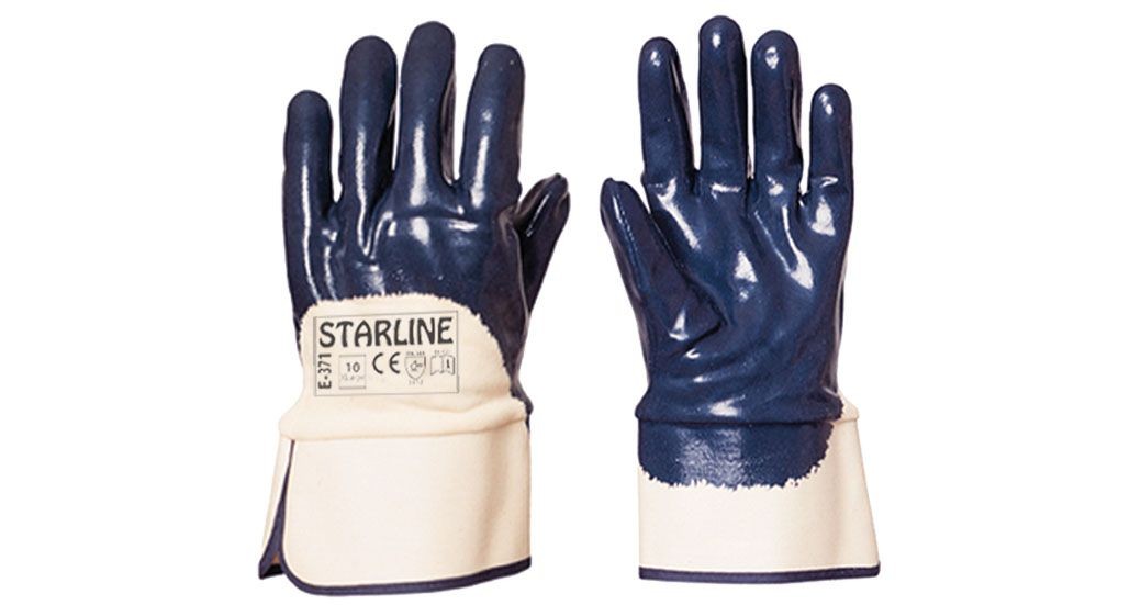 Starline E-371 3/4 Mavi Nitril Kaplı Ağır İş ve Petrolcü Eldiveni
