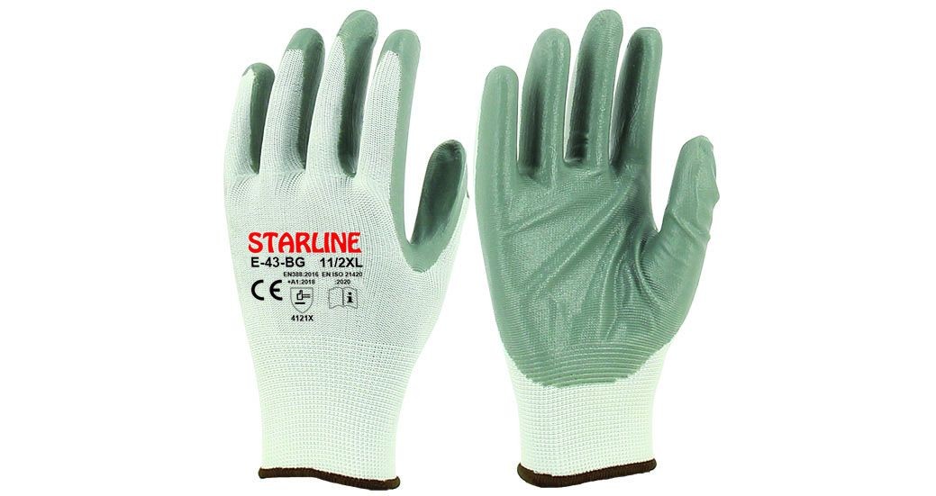 Starline E-43-BG Beyaz Gri Nitril Eldiven