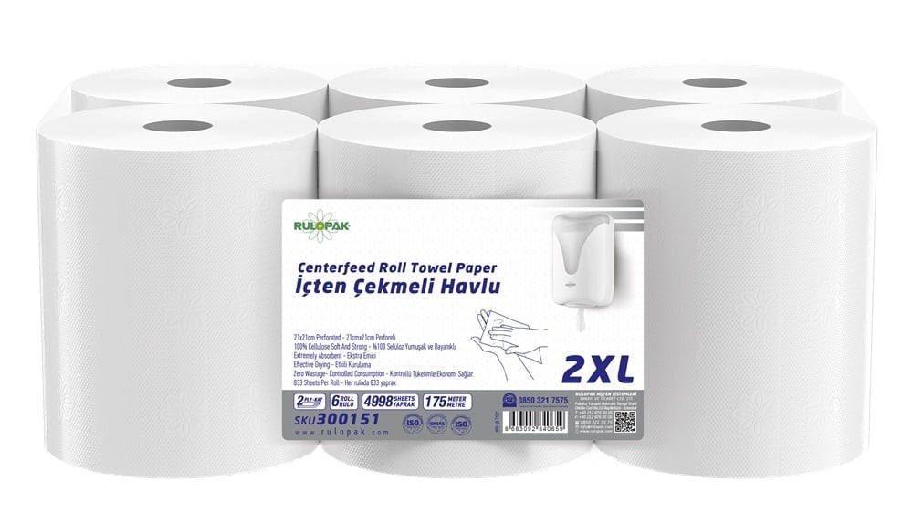Rulopak İçten Çekmeli Kağıt Havlu 2XL 175M 6'Lı Paket