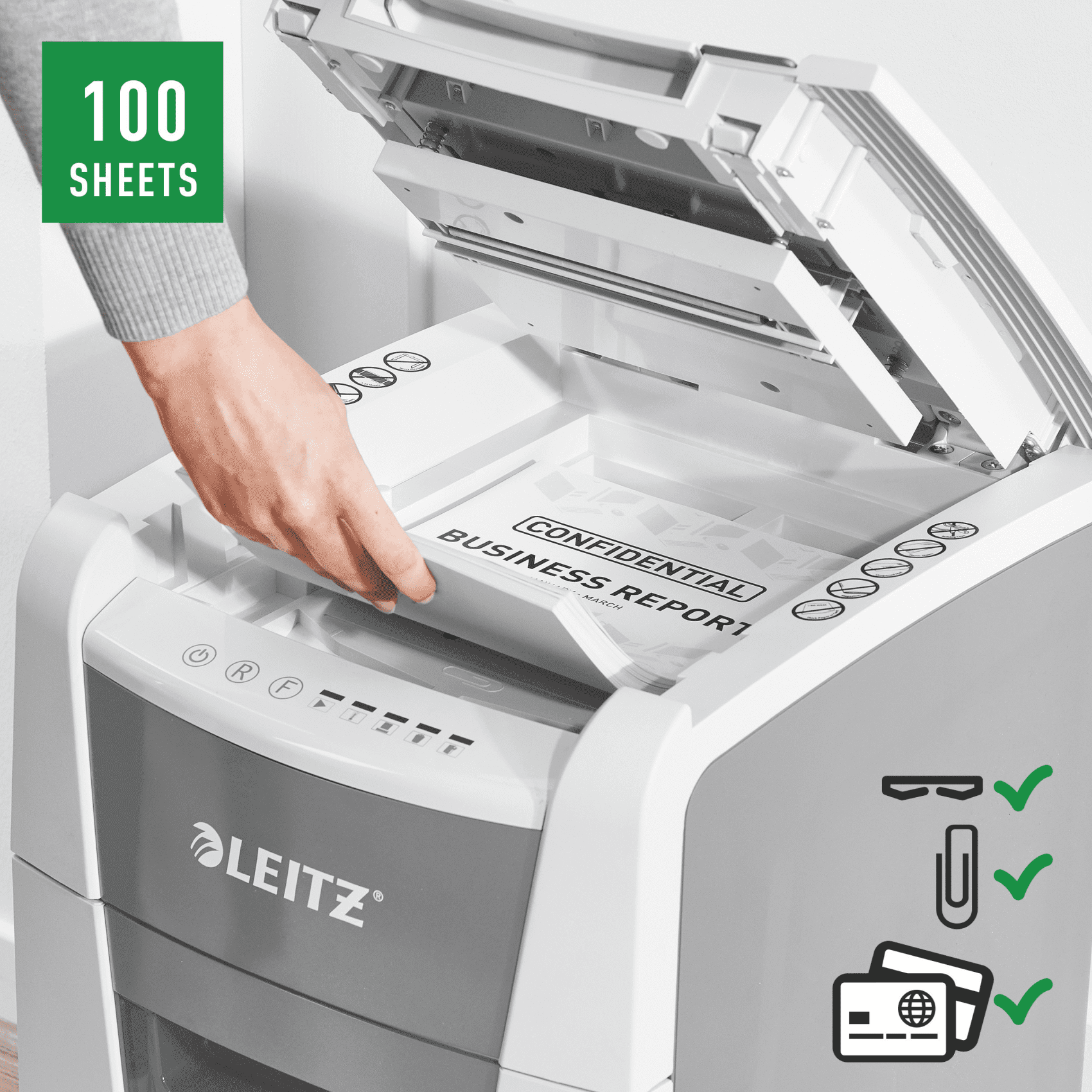Leitz IQ Autofeed Küçük Ofis 100 Otomatik Evrak İmha Makinesi P4