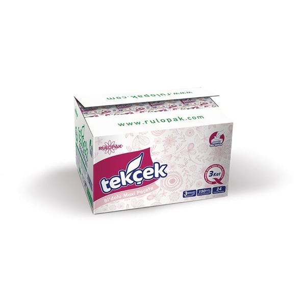 Rulopak Tekçek Bi'Dolu Maxi Peçete 3 Katlı 150 Yaprak 24'Lü Paket