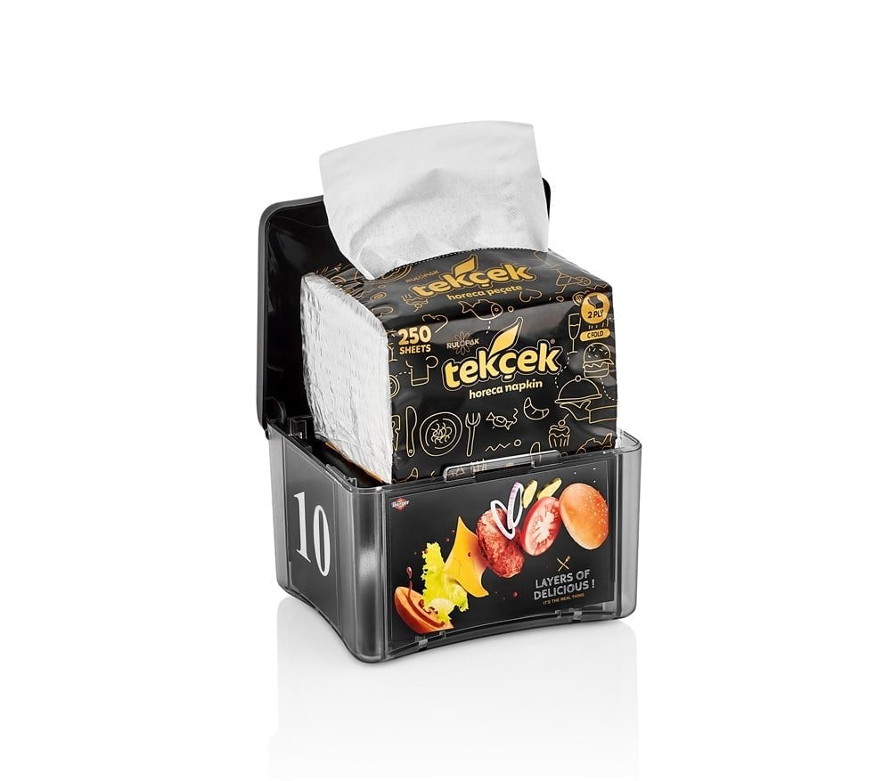 Rulopak Reklamlı Mini Peçete Dispenseri Siyah