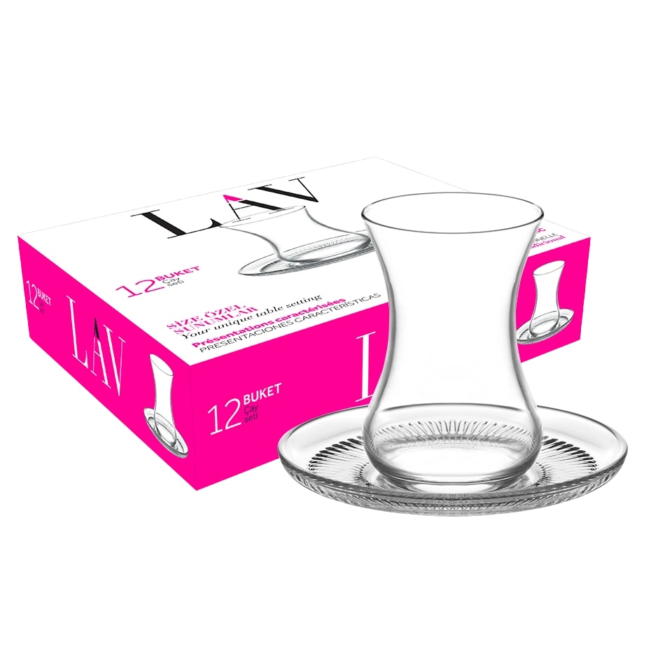 Çay Bardağı ve Çay Tabağı Seti 12 parça / 6'lı