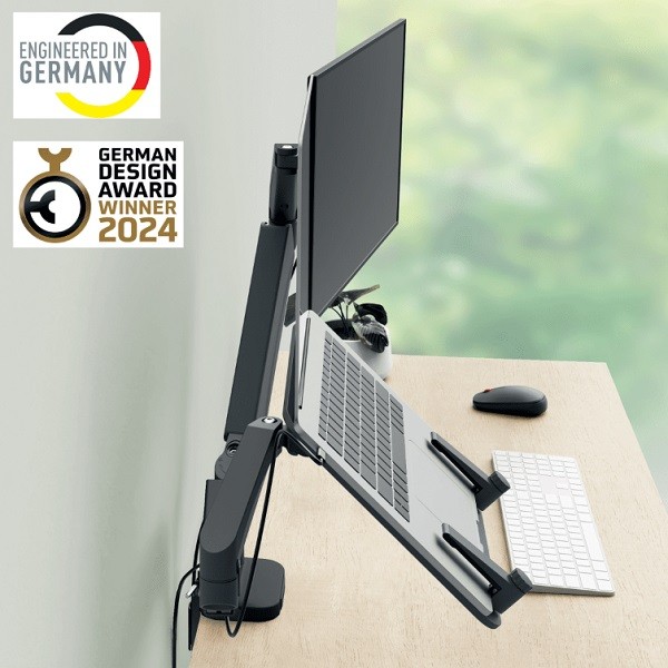 Leitz ERGO İkili Monitor ve Laptop Kolu Koyu Gri