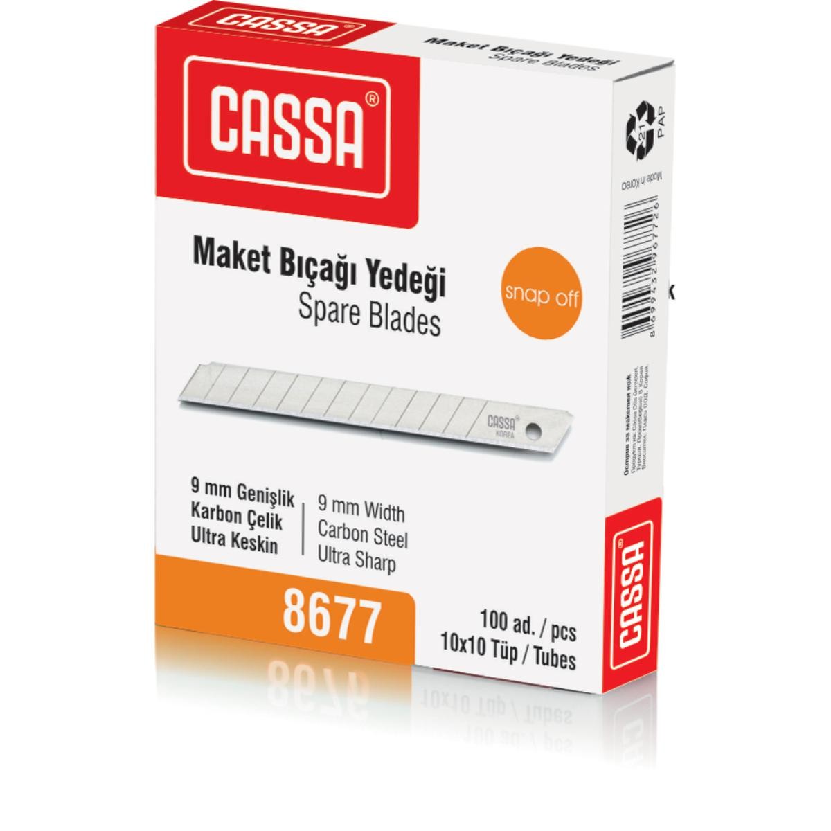 Cassa 8677 Maket Bıçağı Yedeği 10'lu 9 mm